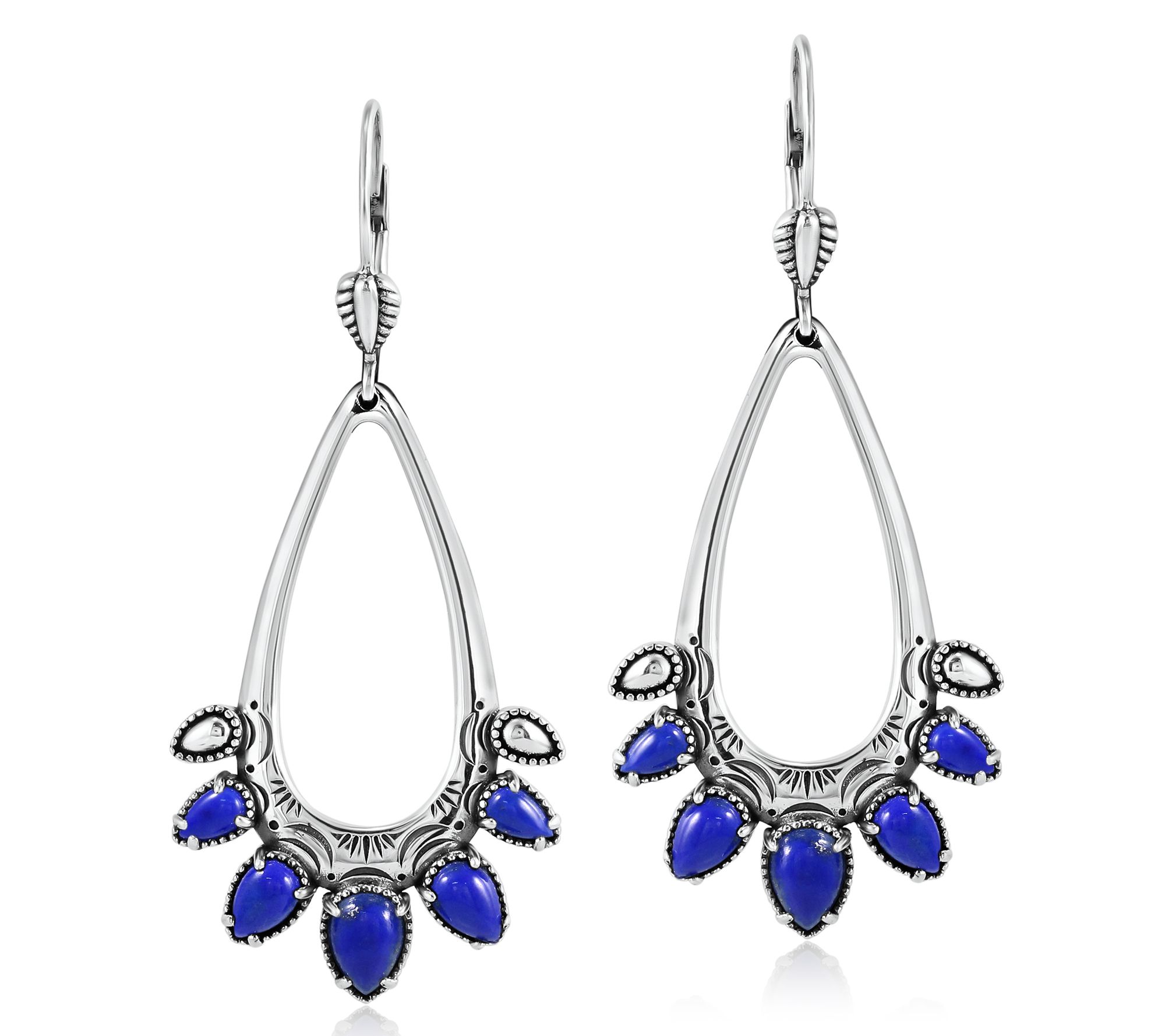 American West Sterling Pear Gemstone Lever BackEarrings