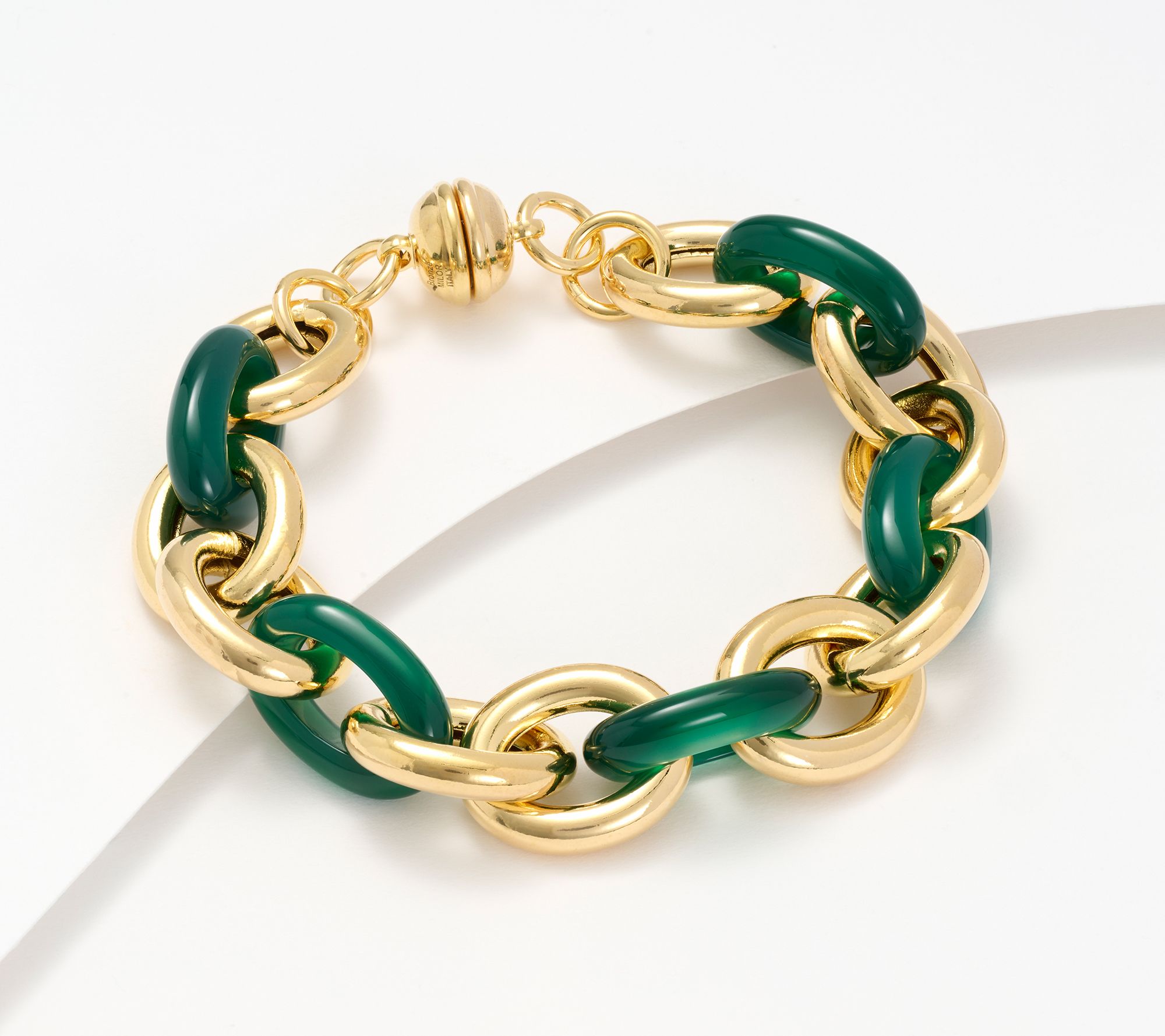 David Markstein Bronze Rolo & Gemstone Magnetic Bracelet Yellow