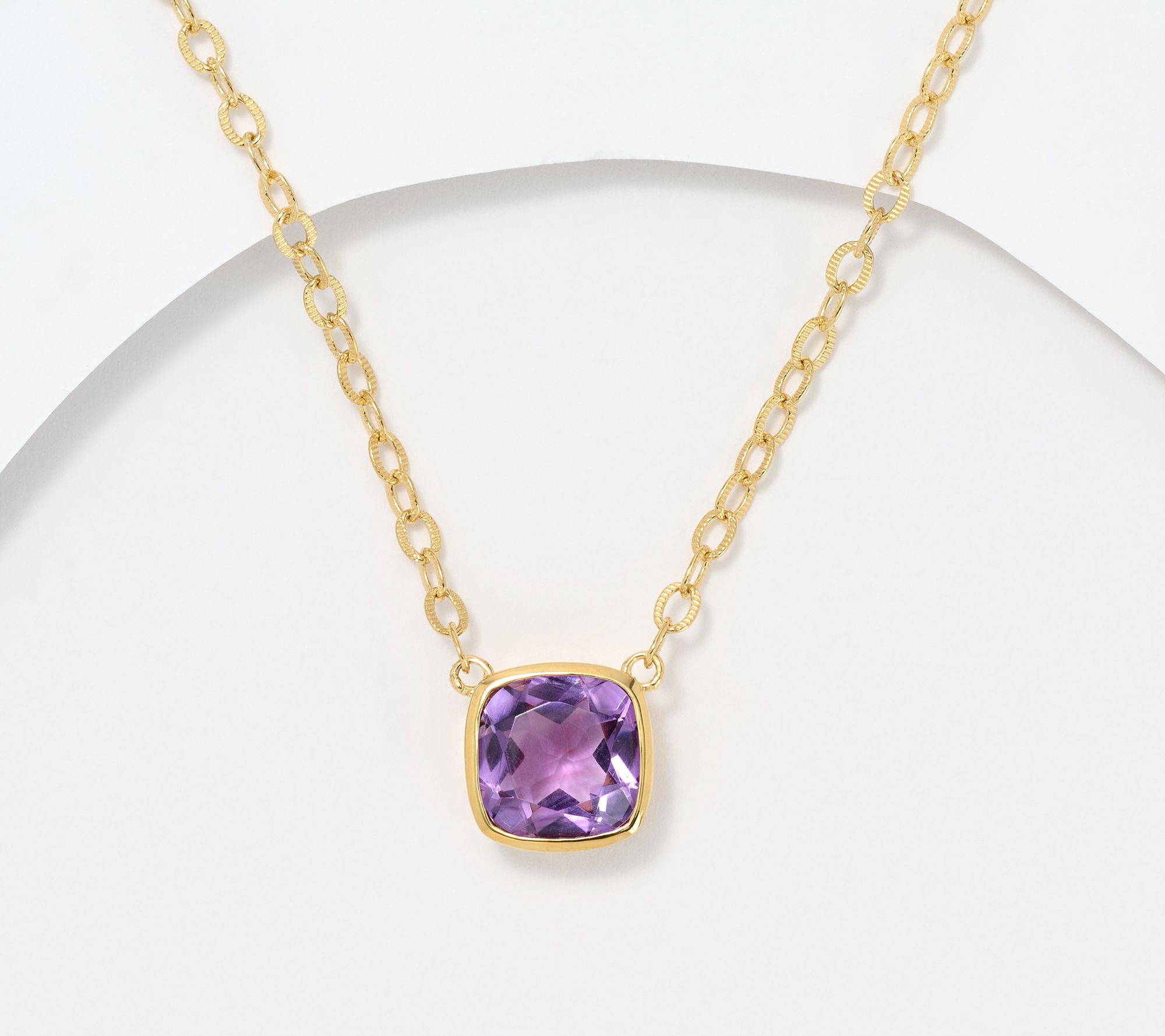 Affinity Gems Cushion Cut Bezel Necklace 14K Plated