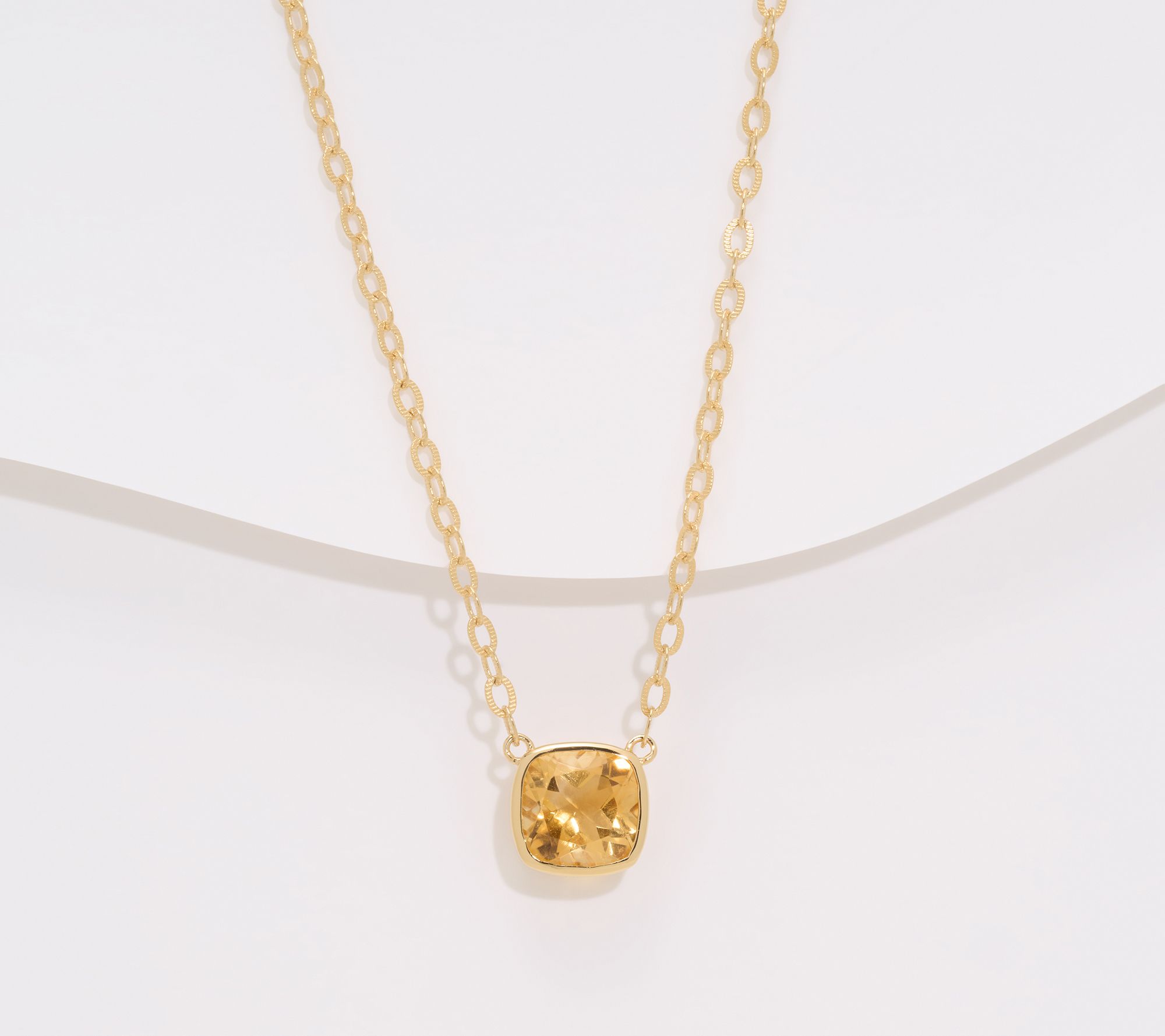 Affinity Gems Cushion Cut Bezel Necklace 14K Plated