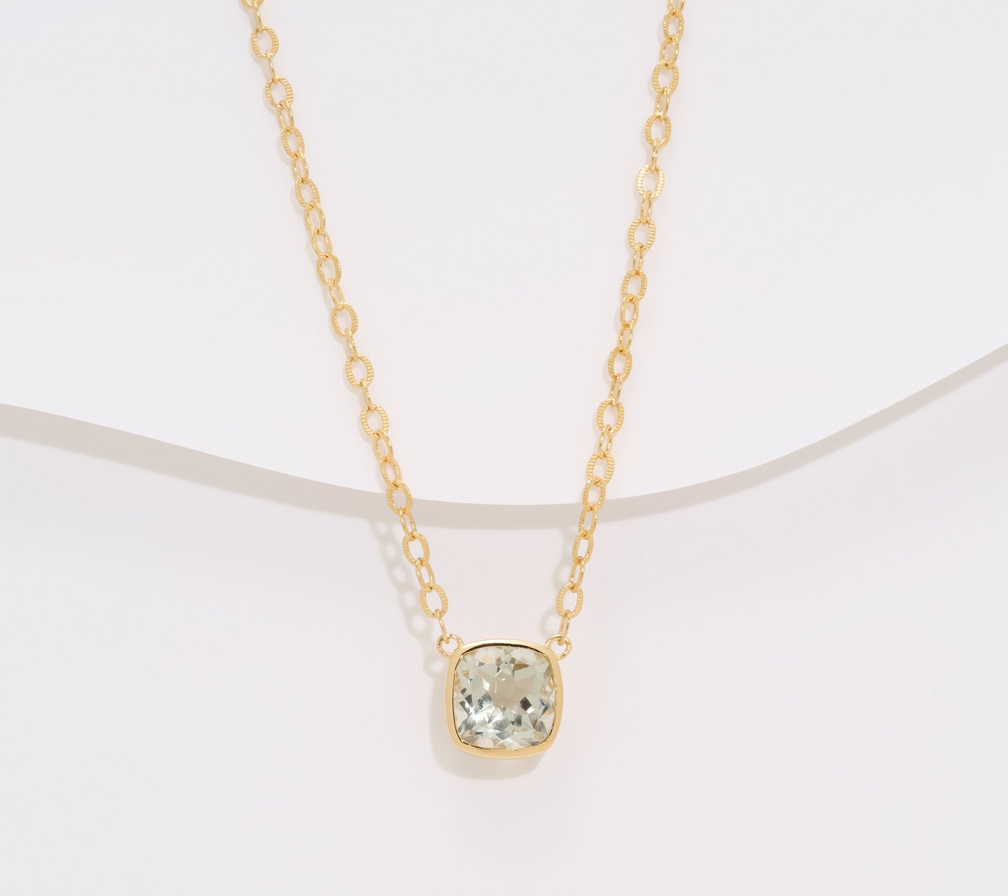 Affinity Gems Cushion Cut Bezel Necklace 14K Plated