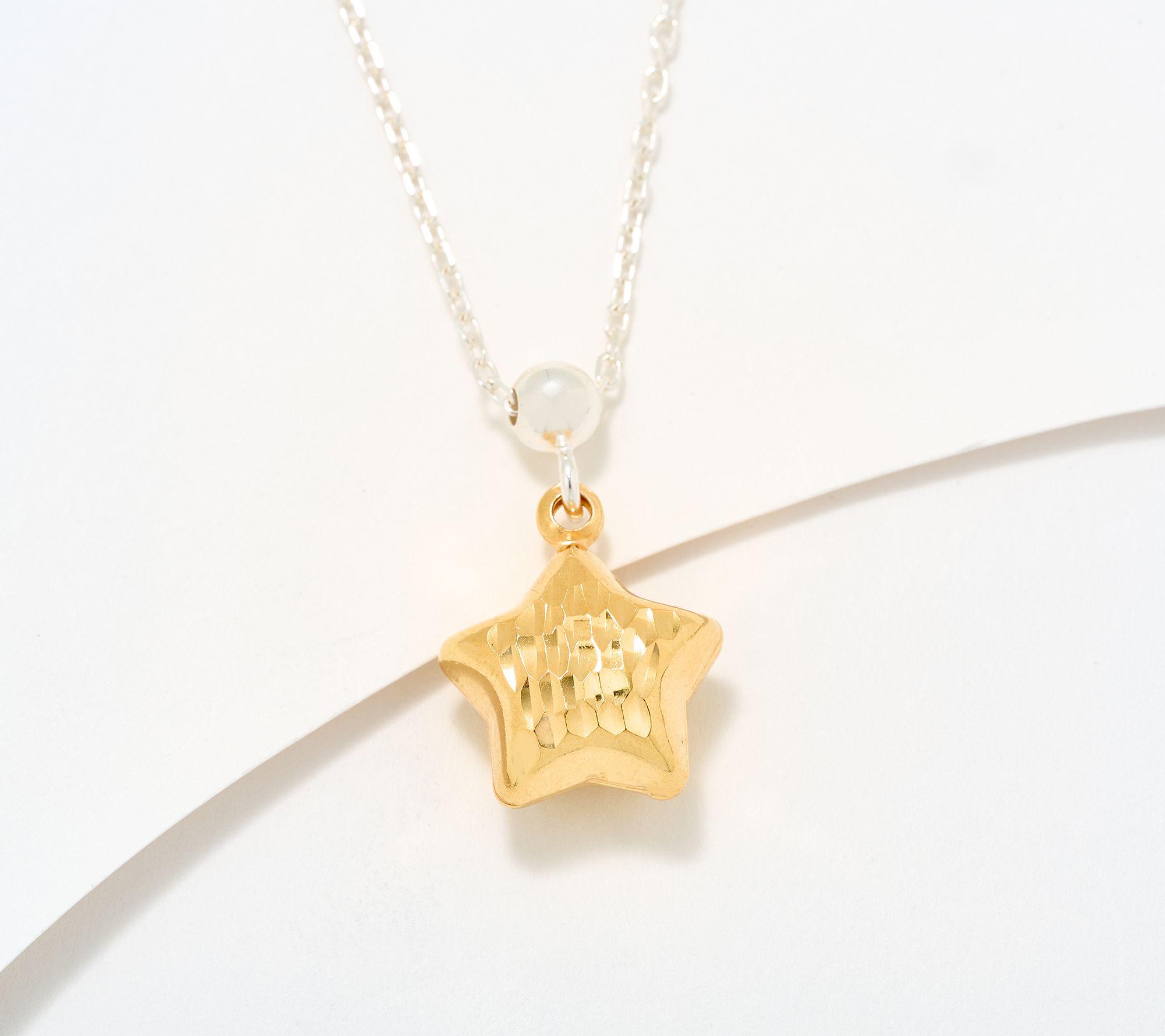 UltraFine 950 Silver Reversible Star Motif Necklace