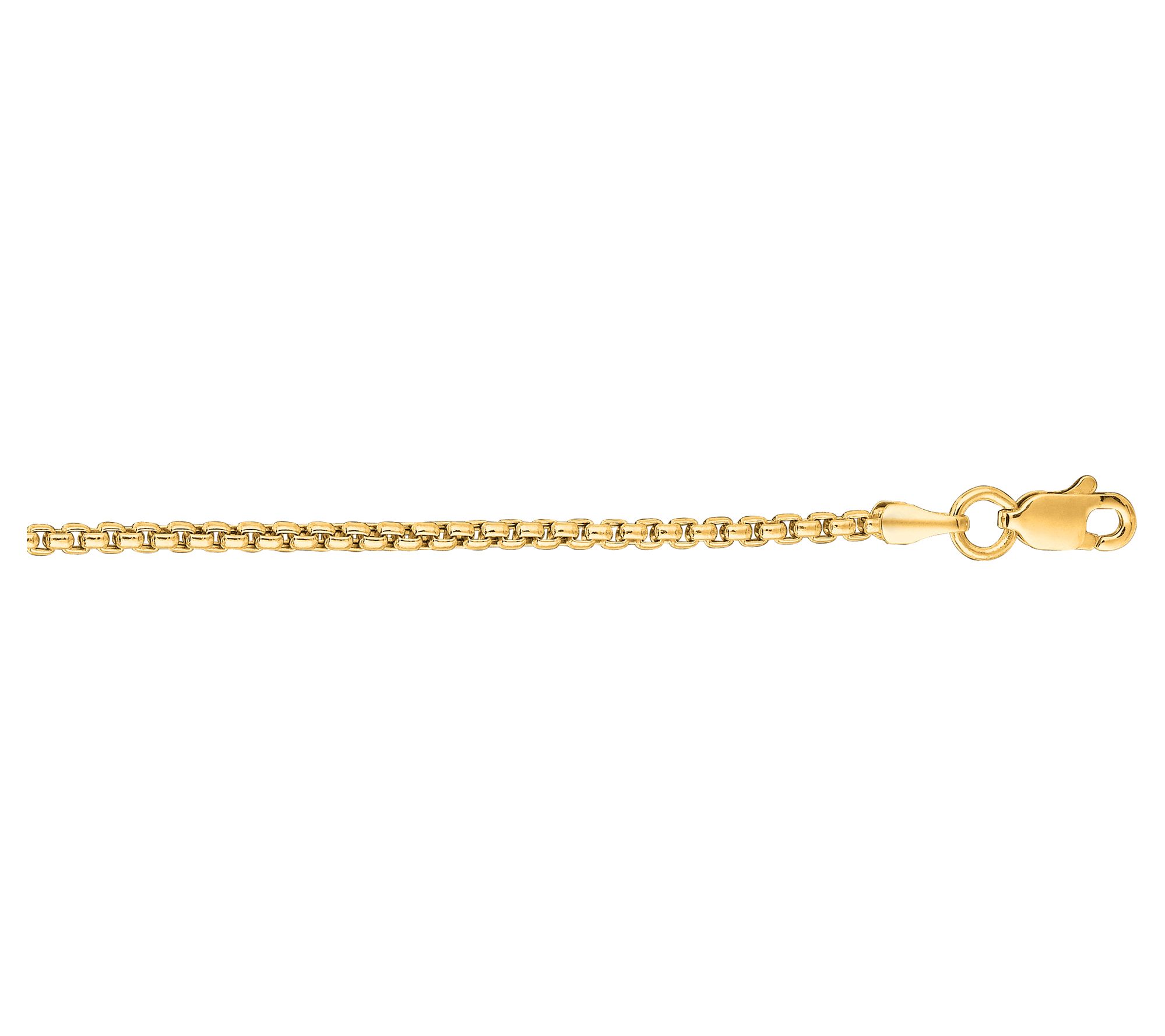 Unisex Round Box Chain 24" Necklace, 14K Gold
