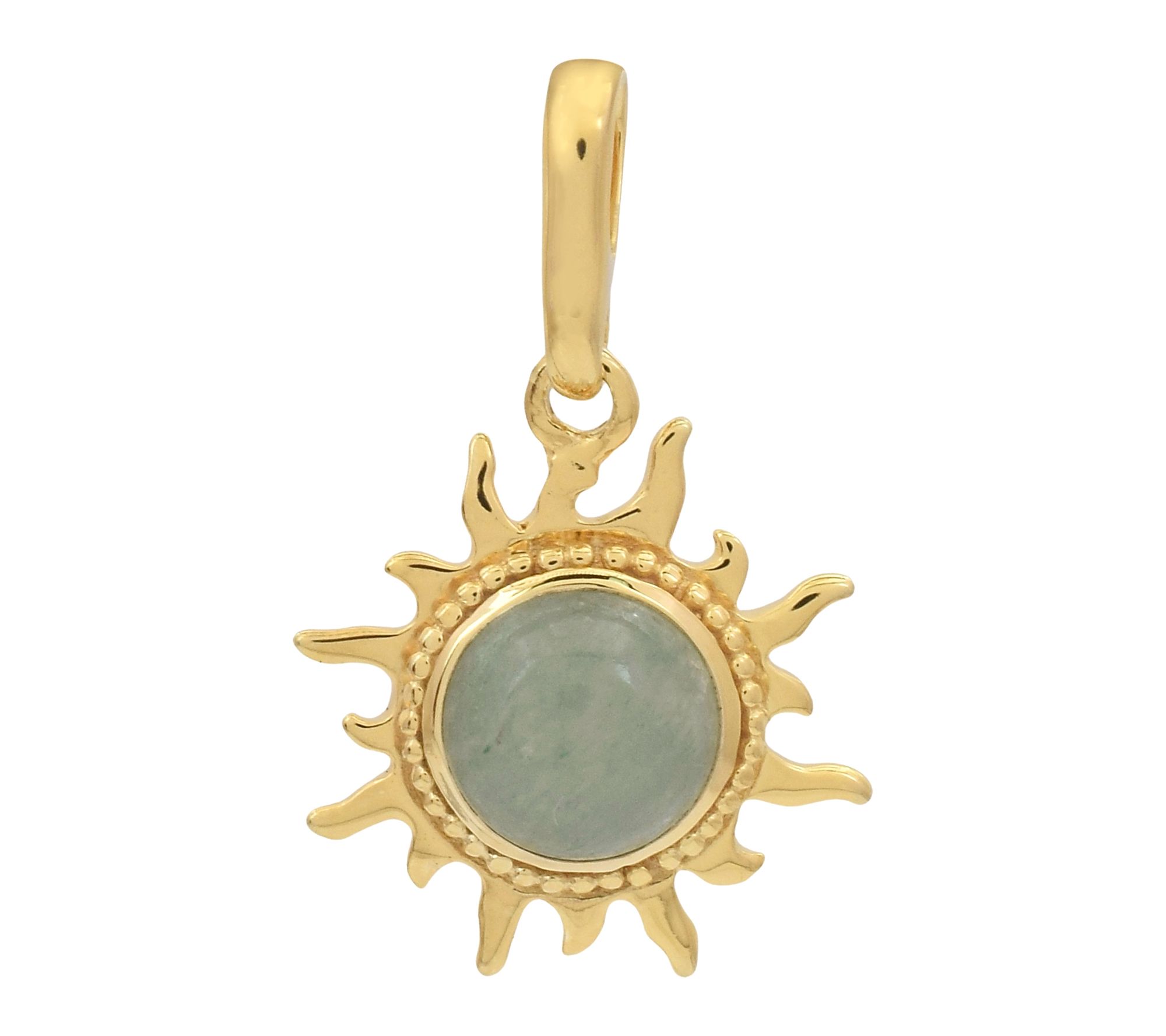 Affinity Gems Green Aventurine Sun Pendant, 14KGold Plated