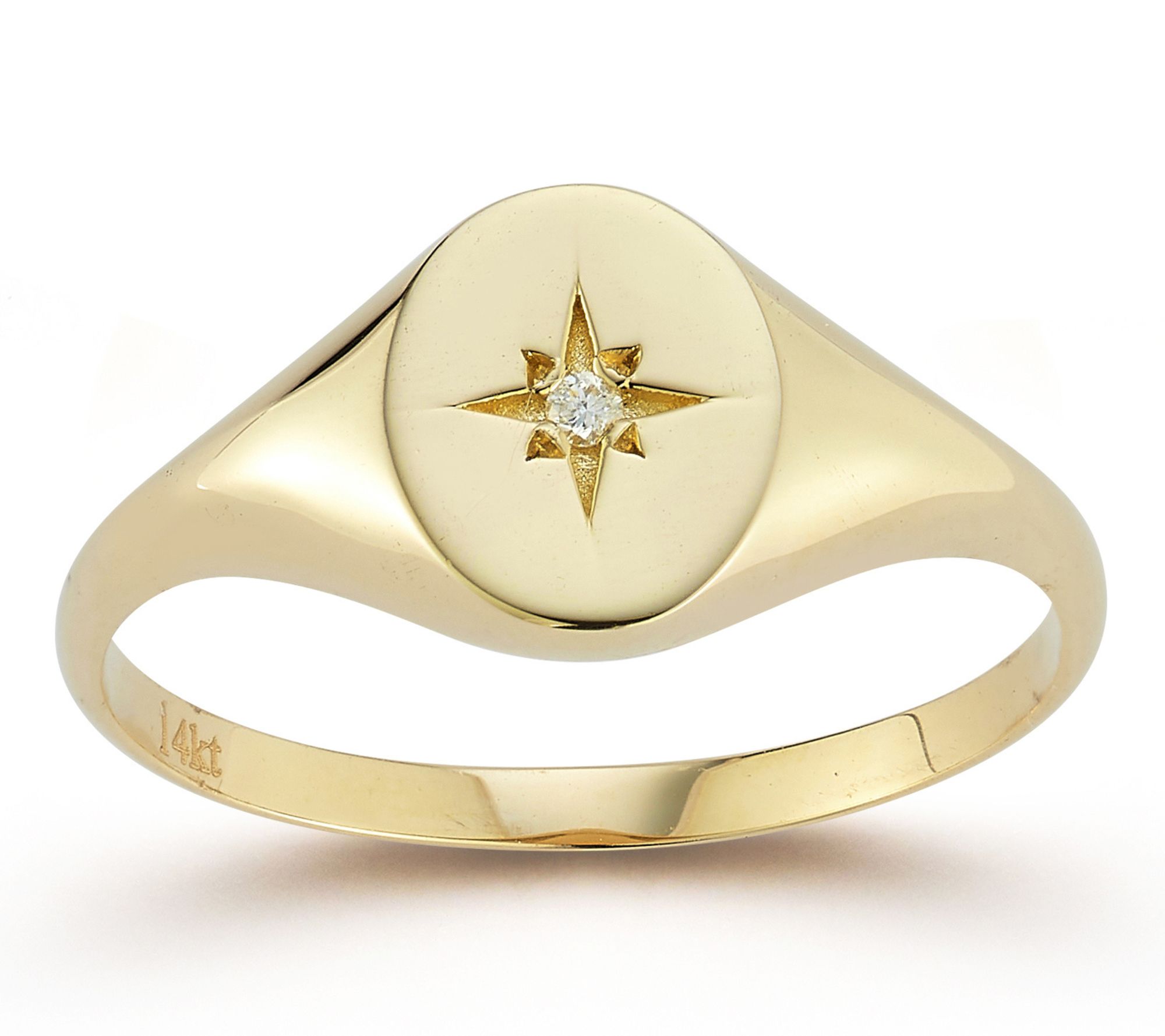 Luminosa Gold Diamond Accent Oval Signet Ring,14K