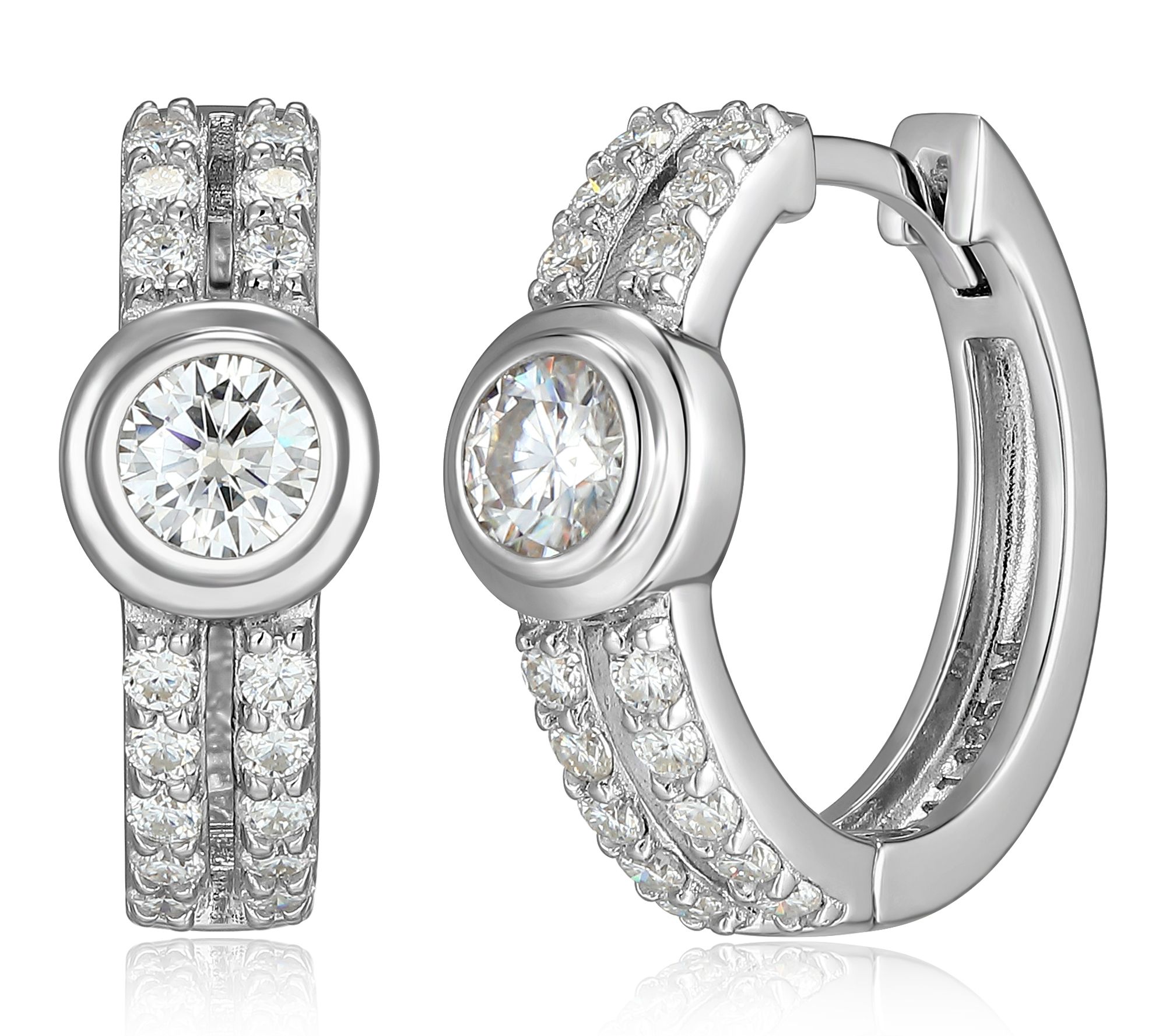 Moissanite 0.80 cttw Hoop Earrings, Sterling Silver