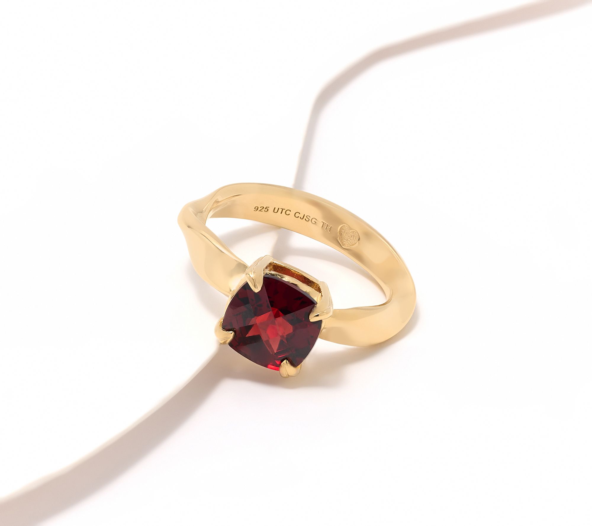 Christian James by Scott Grimes 14K Clad Ripple Cushion Cut Gemstone Ring