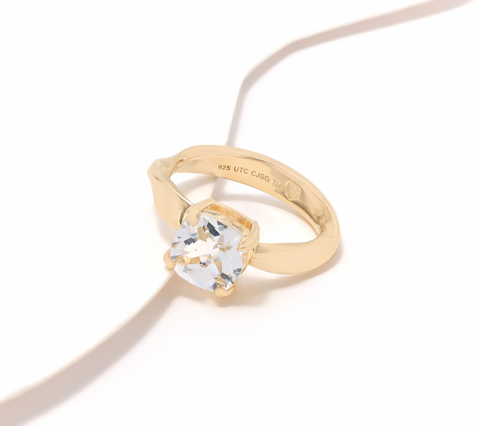 Christian James by Scott Grimes 14K Clad Ripple Cushion Cut Gemstone Ring