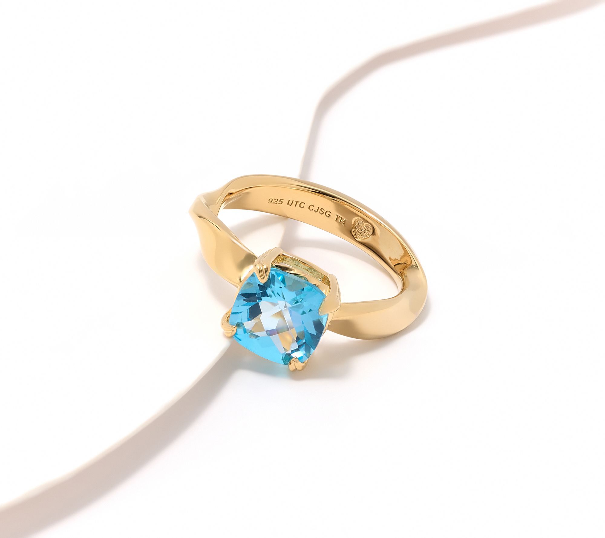 Christian James by Scott Grimes 14K Clad Ripple Cushion Cut Gemstone Ring