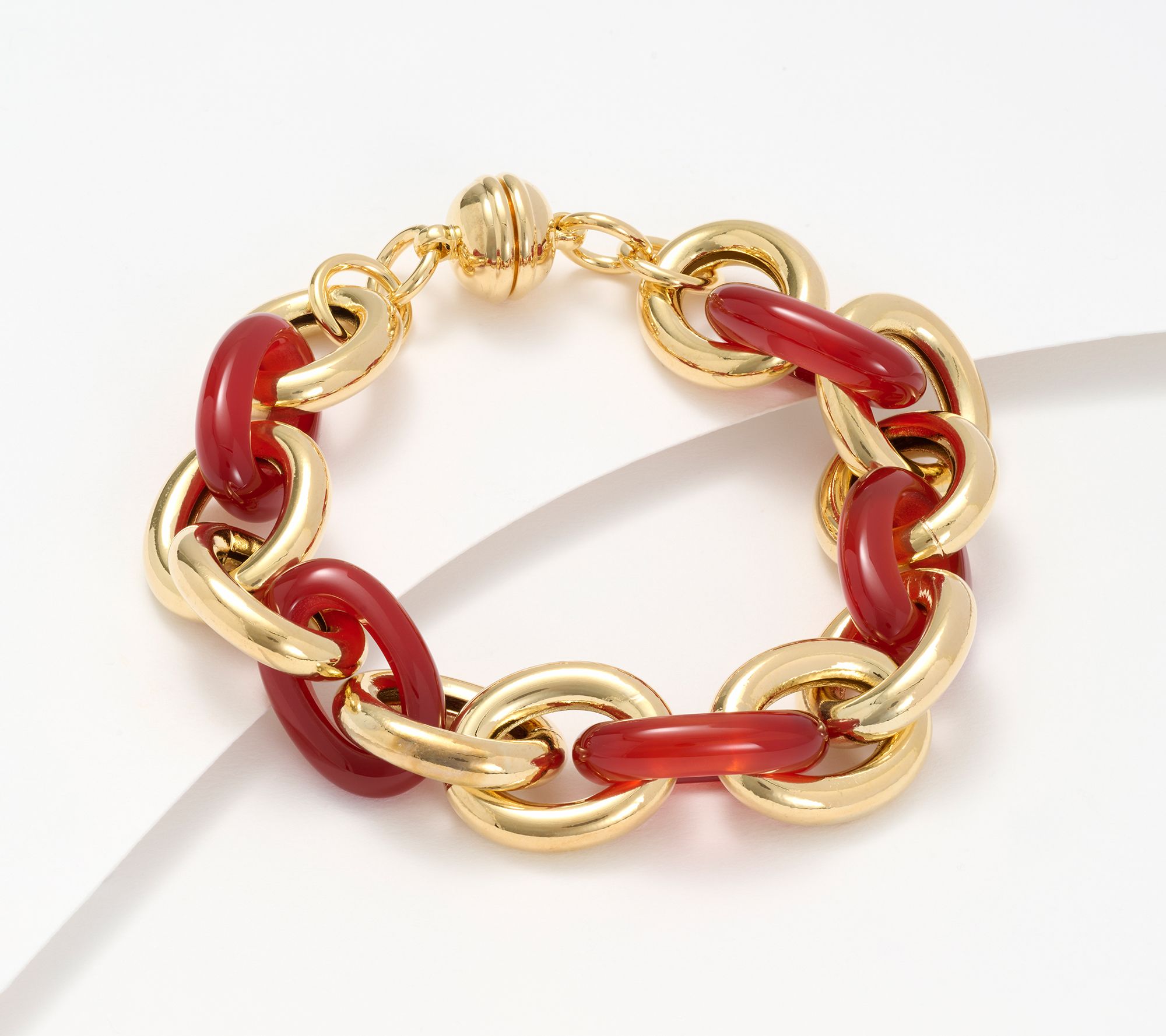 "As Is" David Markstein Bronze Rolo & Gemstone Bracelet Yellow