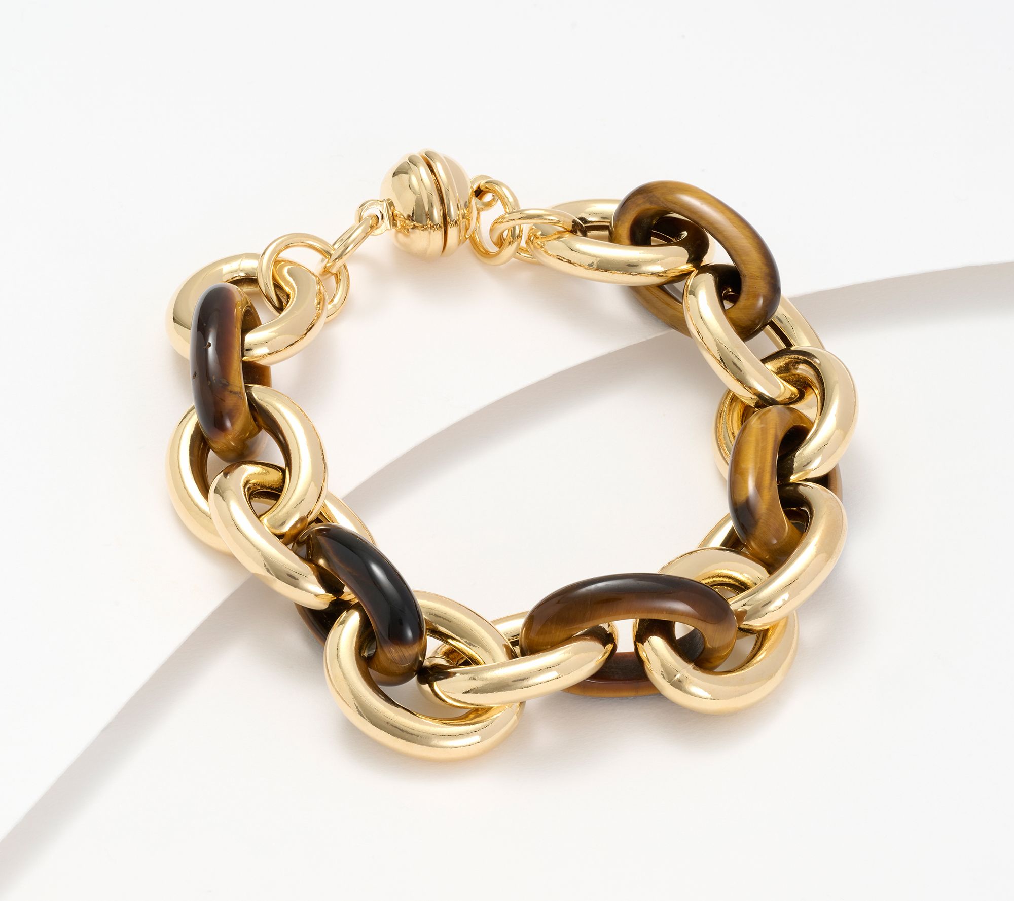 "As Is" David Markstein Bronze Rolo & Gemstone Bracelet Yellow