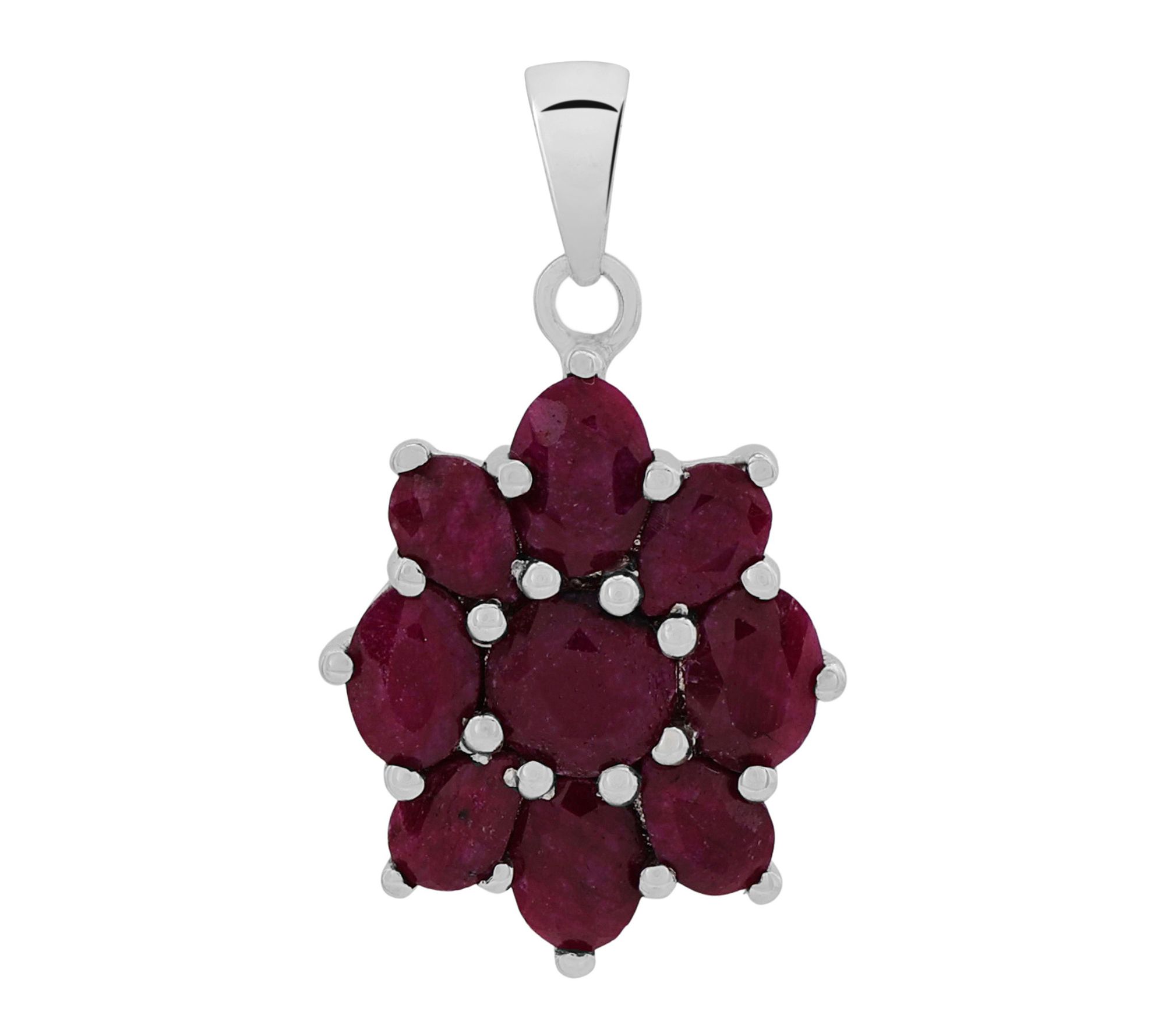 Affinity Gems Corundum Ruby Floral Pendant, Sterling
