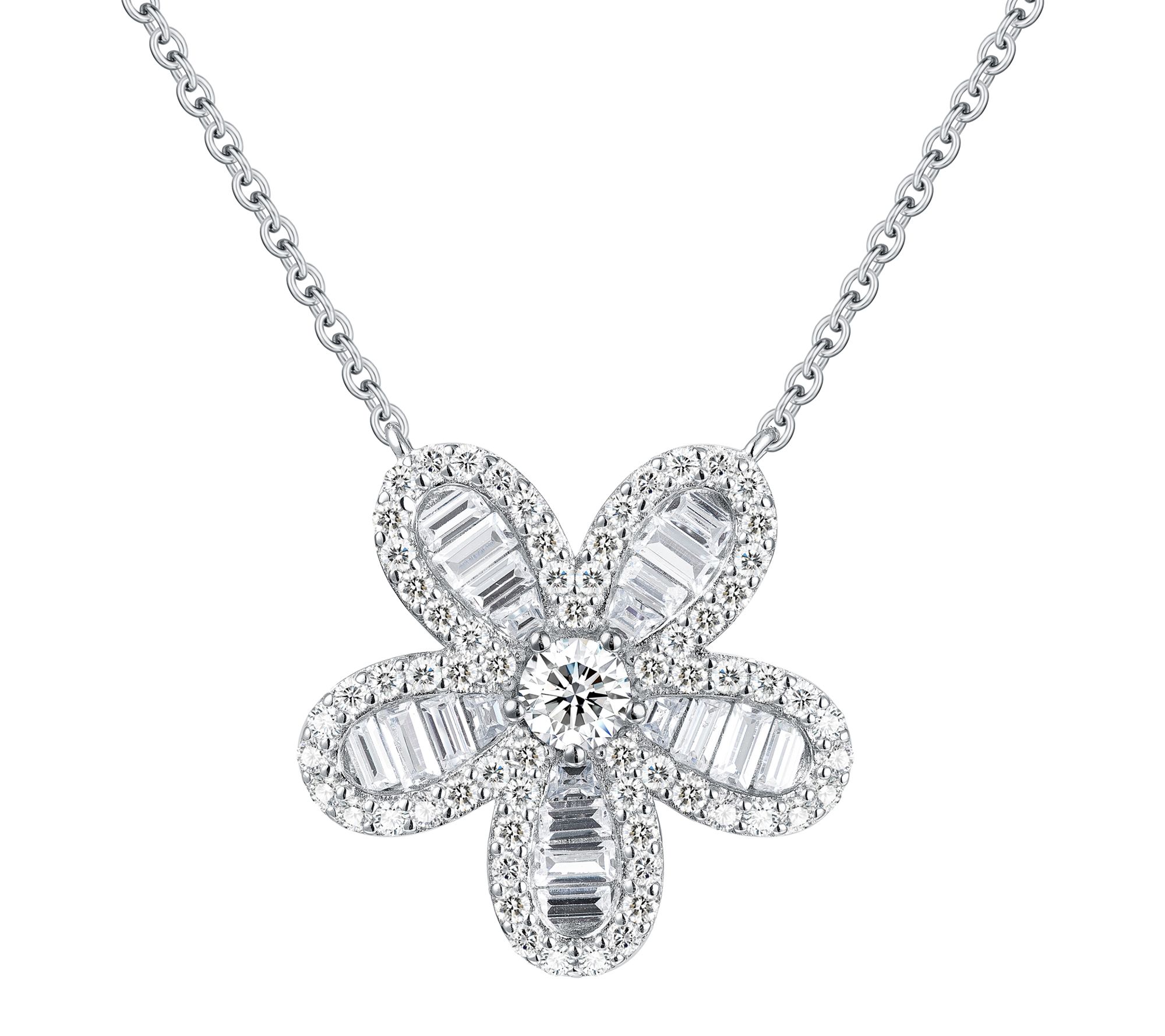 Diamonique x Jennifer Miller Flower Necklace, Sterling