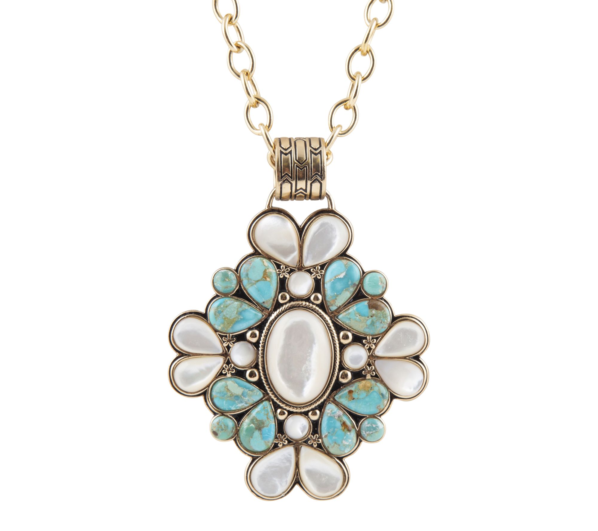 Barse Artisan Crafted Turquoise & Mother of Pearl Necklace