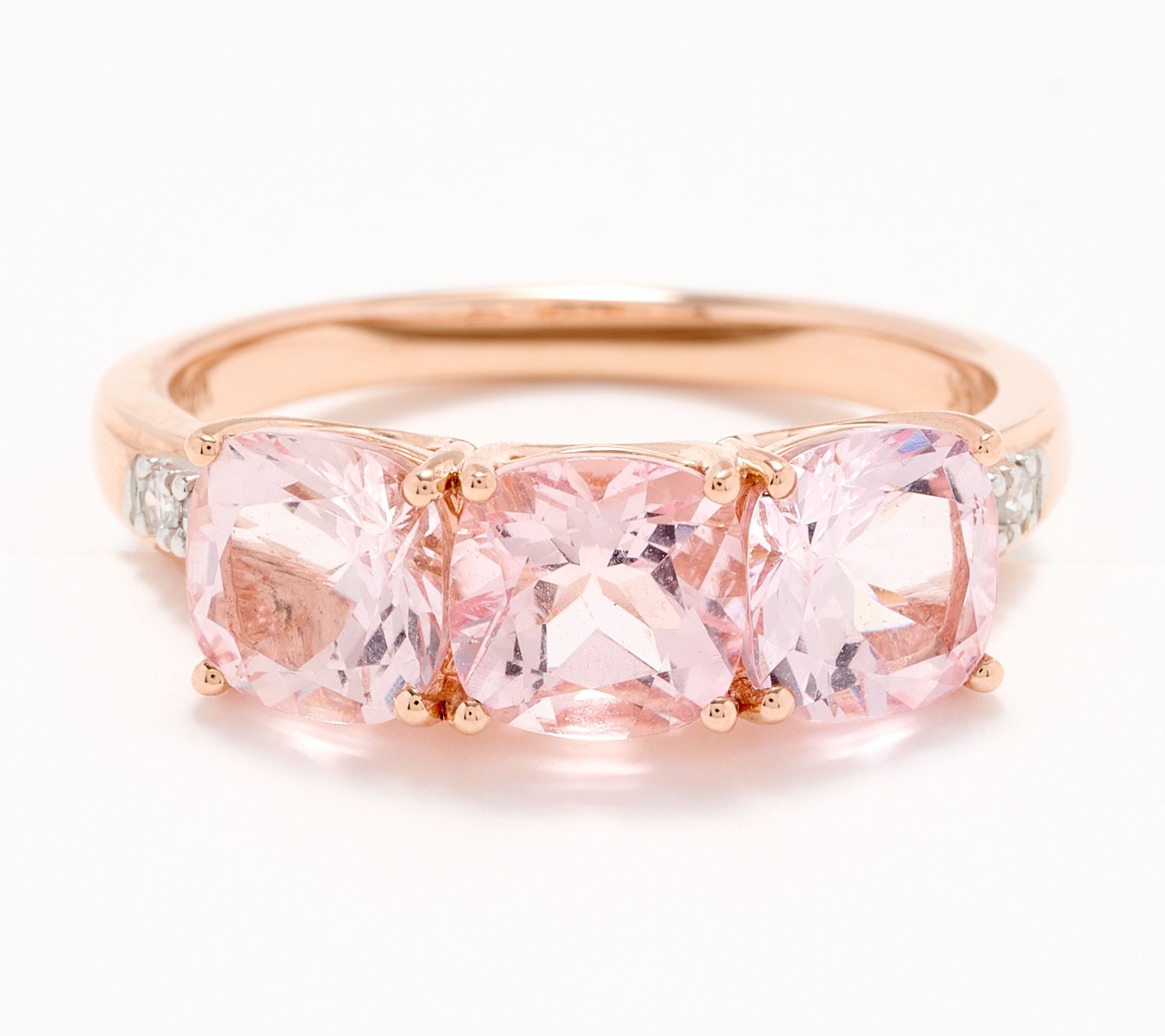 "As Is" Vault Discoveries Pink Morganite Cushion Band Ring, 14K Gold