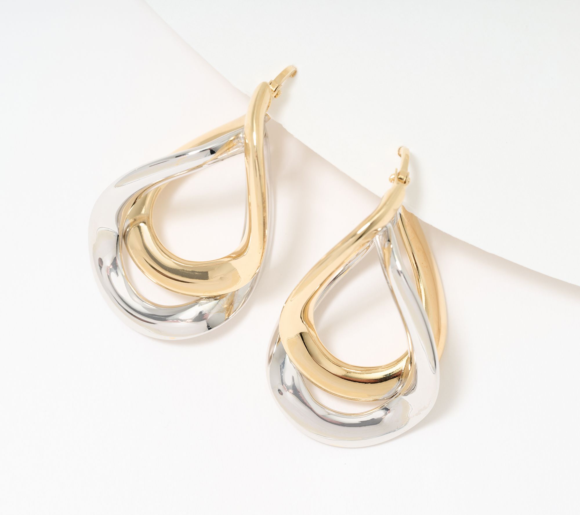 "As Is" David Markstein Bronze Double Wave Hoop Earrings
