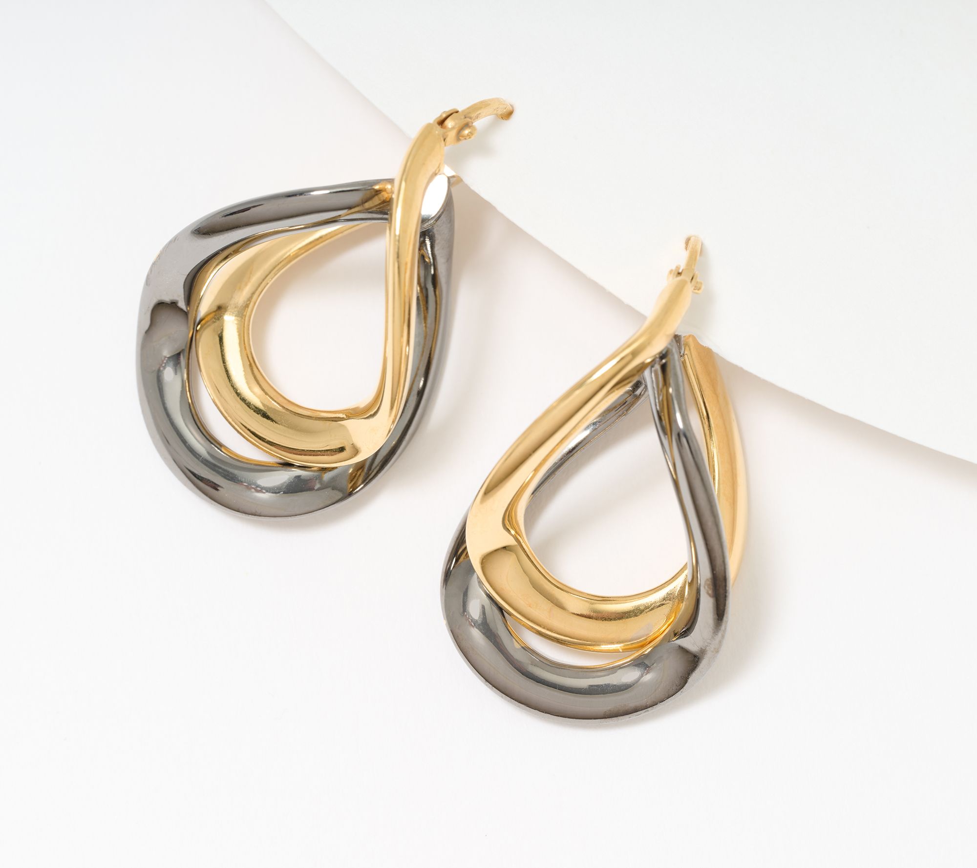 "As Is" David Markstein Bronze Double Wave Hoop Earrings