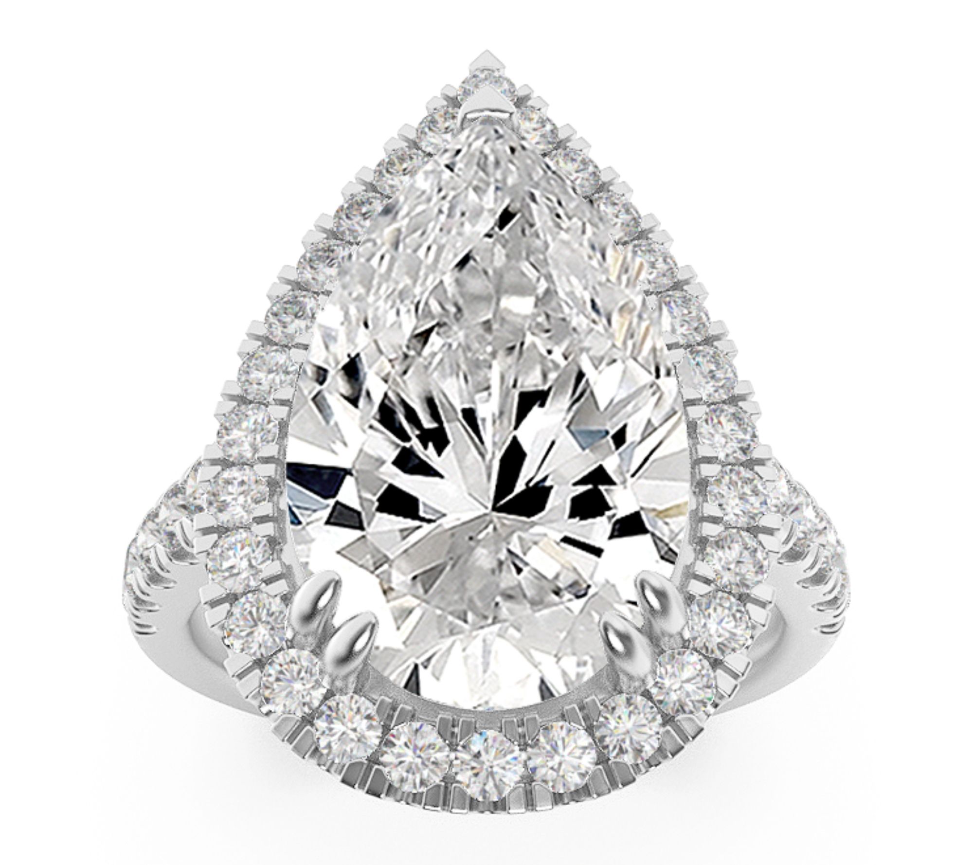 Fire Light 3.00 cttw Lab Grown Diamond Pear C ut Ring, 14K Go