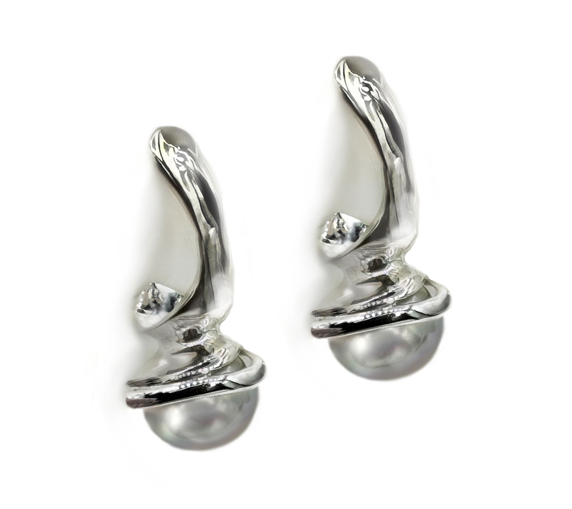 Hagit Sterling Silver Cultured Pearl Grand Regal Earrings