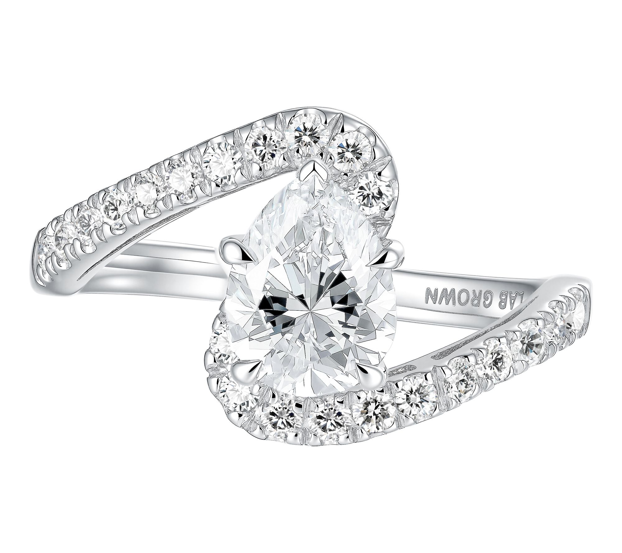 Fire Light 1.30 cttw Lab Grown Diamond Bypass Ring, Sterling