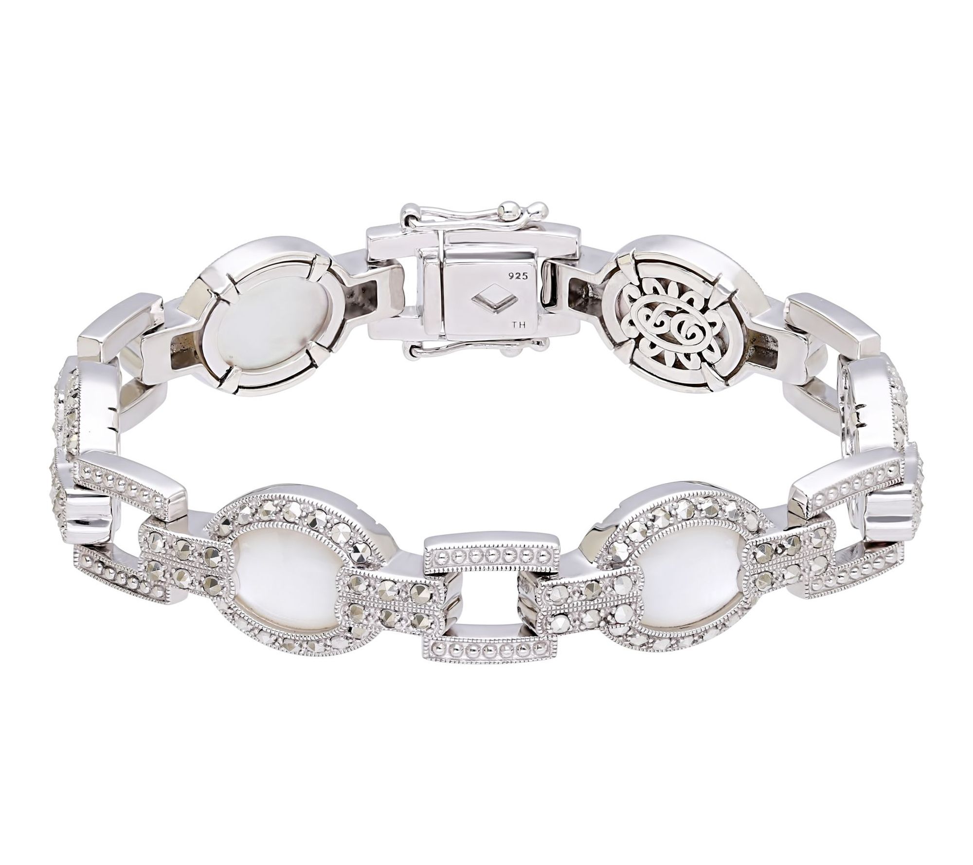 Dallas Prince Sterling Chrome Marcasite & Gemstone Bracelet