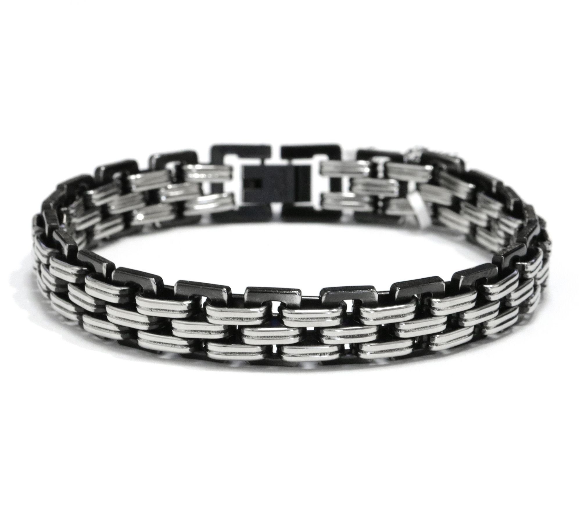 LYNX Men's Black Ion Plated Stainless Steel Link Bracelet