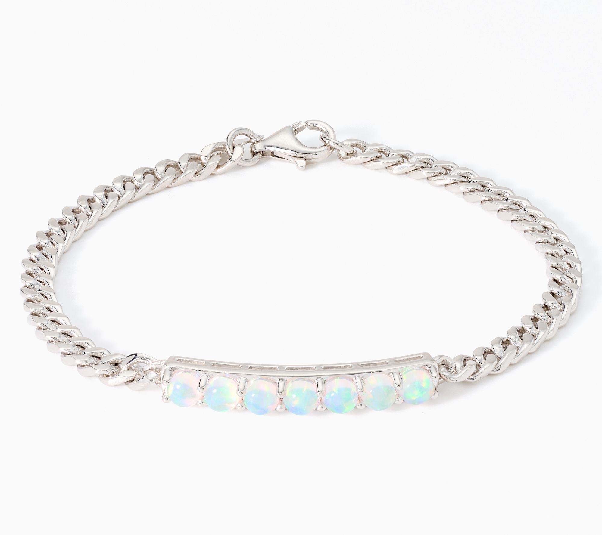 Gemistry Synthetic Ethiopian Opal Link Bracelet, Sterling Silver