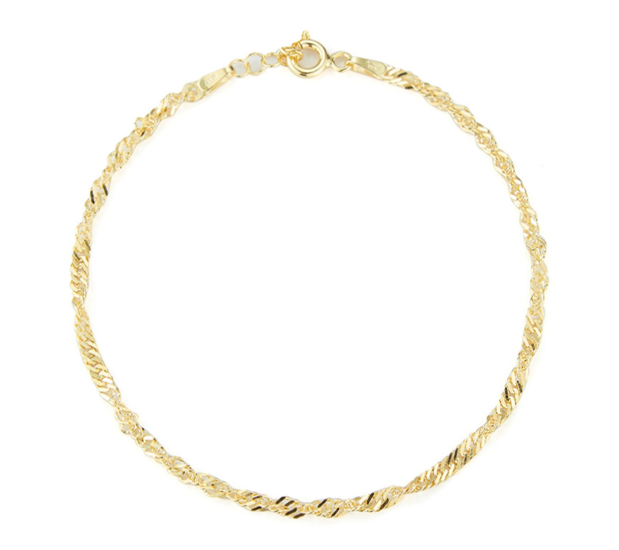 Italian Silver 7" Singapore Chain Bracelet, Sterling
