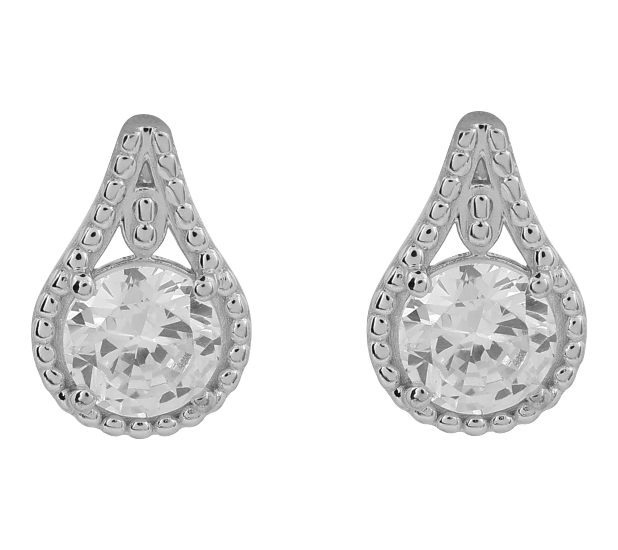 Diamonique Teardrop Earrings, Sterling Silver