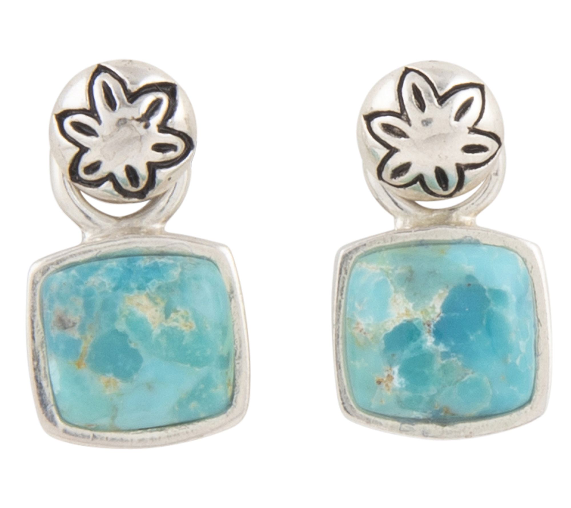 Barse Artisan Crafted Blue Turquoise Dangle Earrings