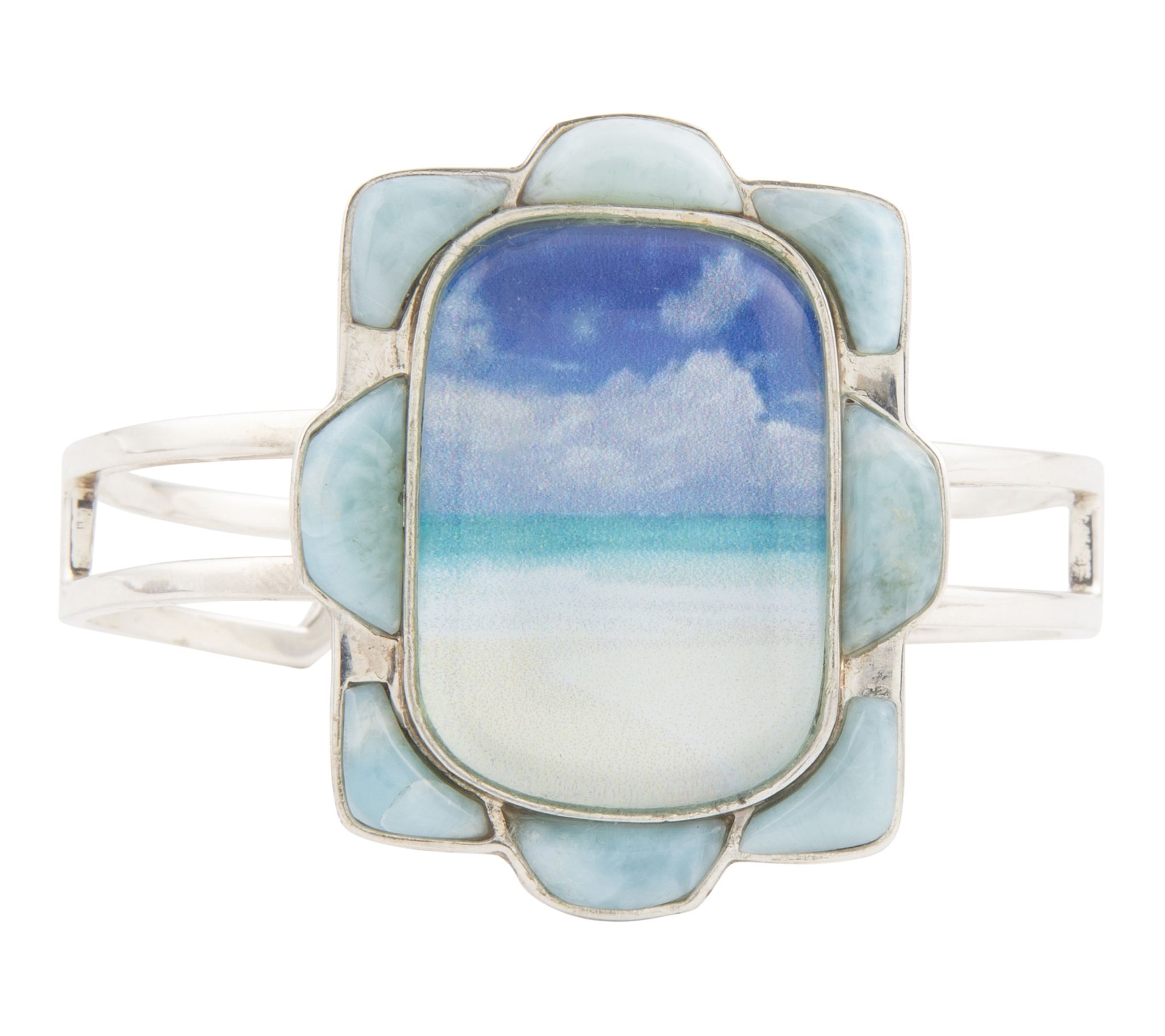 Barse Artisan Crafted Scenic Beach Larimar Cuff