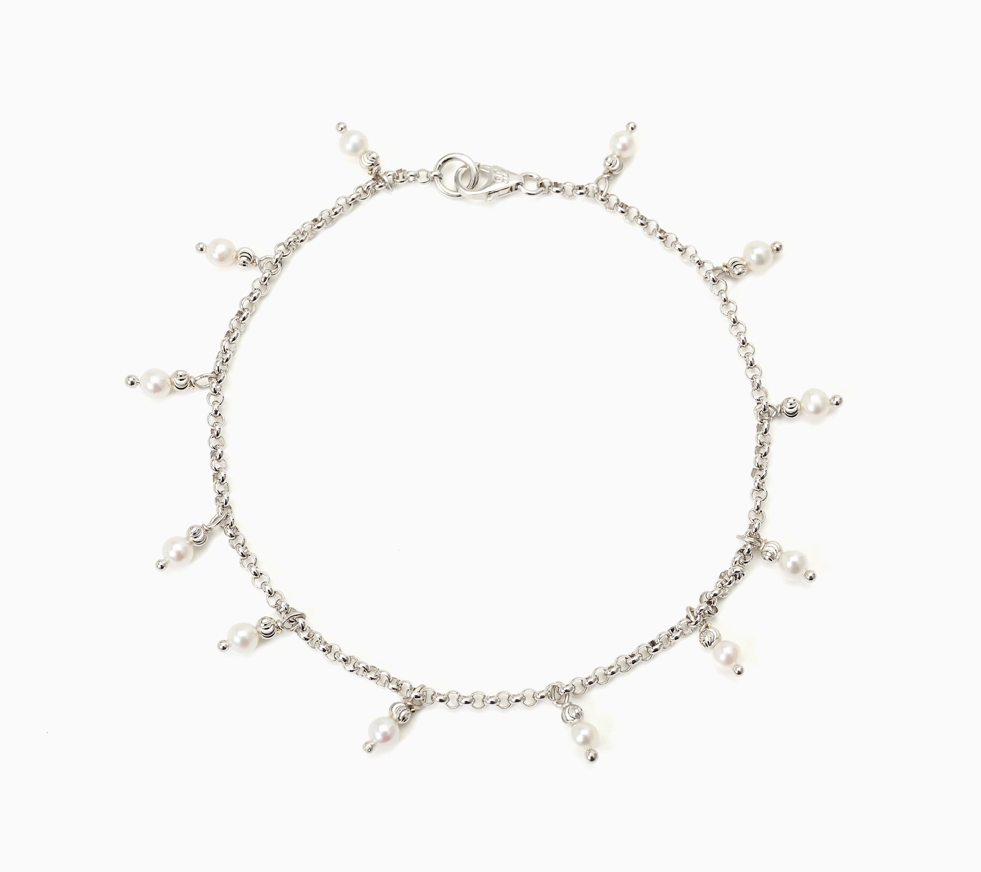Honora Bronze Cultured Pearl Rolo Chain Anklet with D/C Beads & Pearls