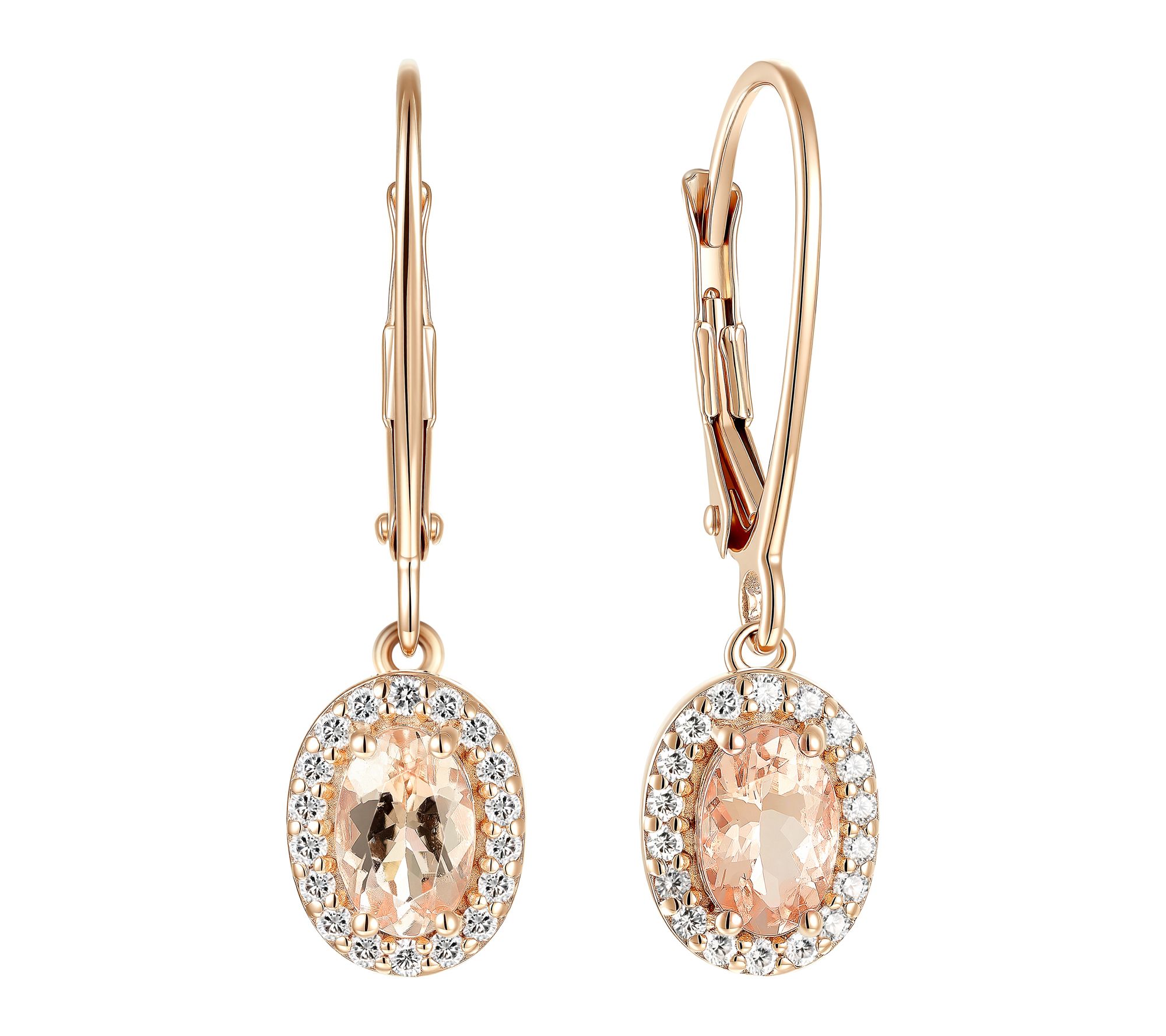 Affinity Gems Oval Halo Drop Gemstone Earrings,Sterling