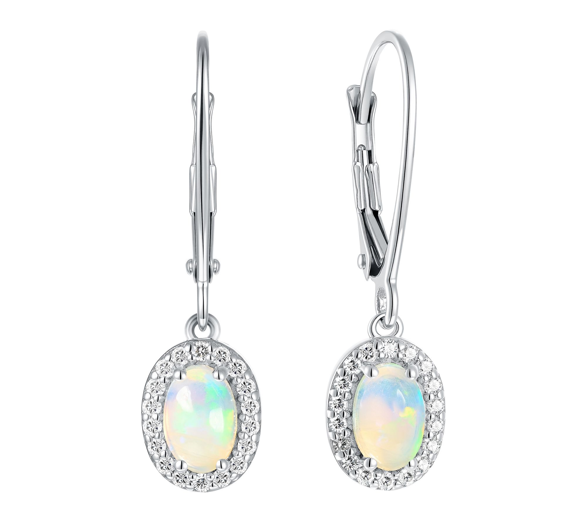 Affinity Gems Oval Halo Drop Gemstone Earrings,Sterling