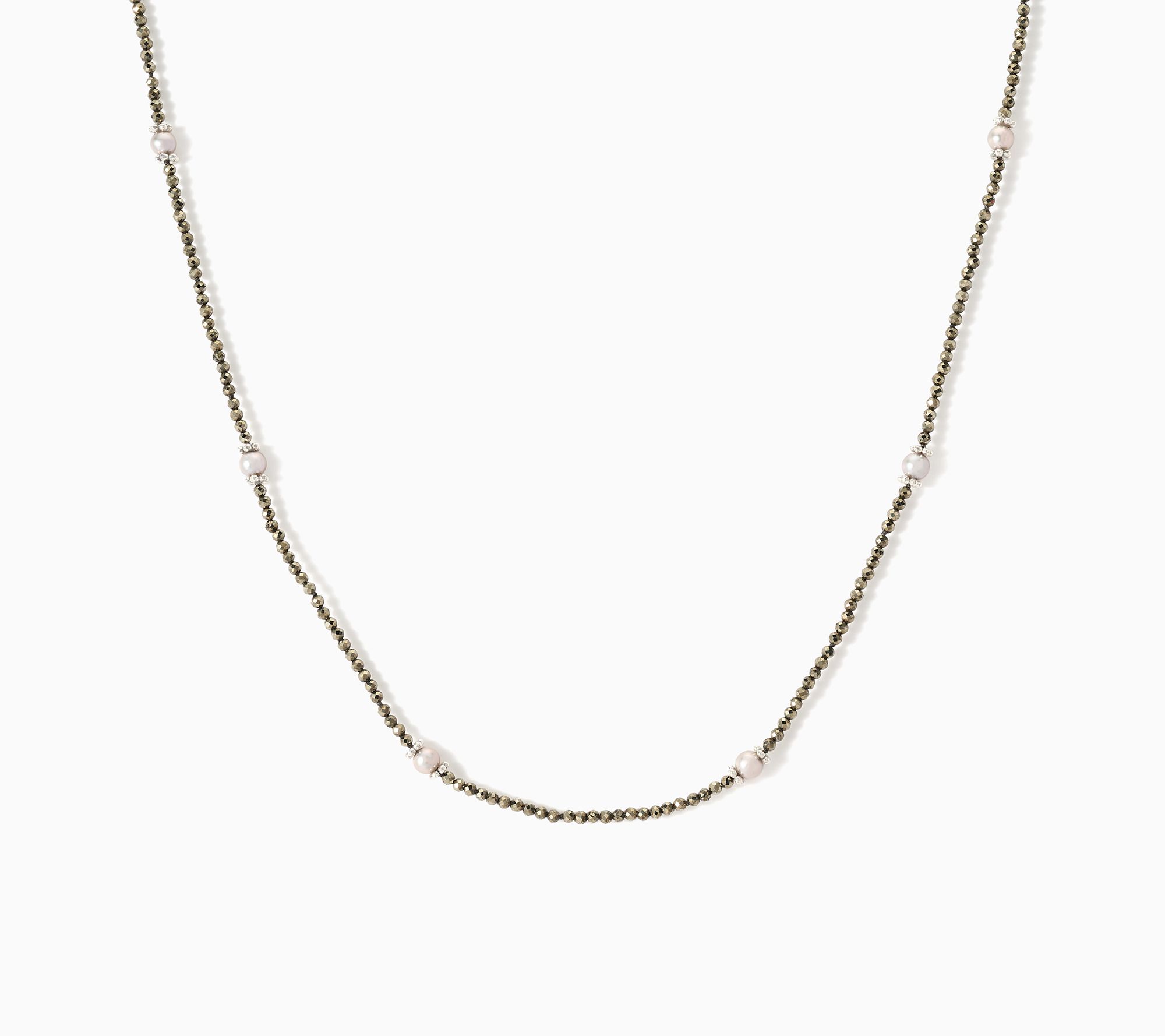 JAI Sterling Silver Gemstone Bead Cultured Pearl Necklace, 36"