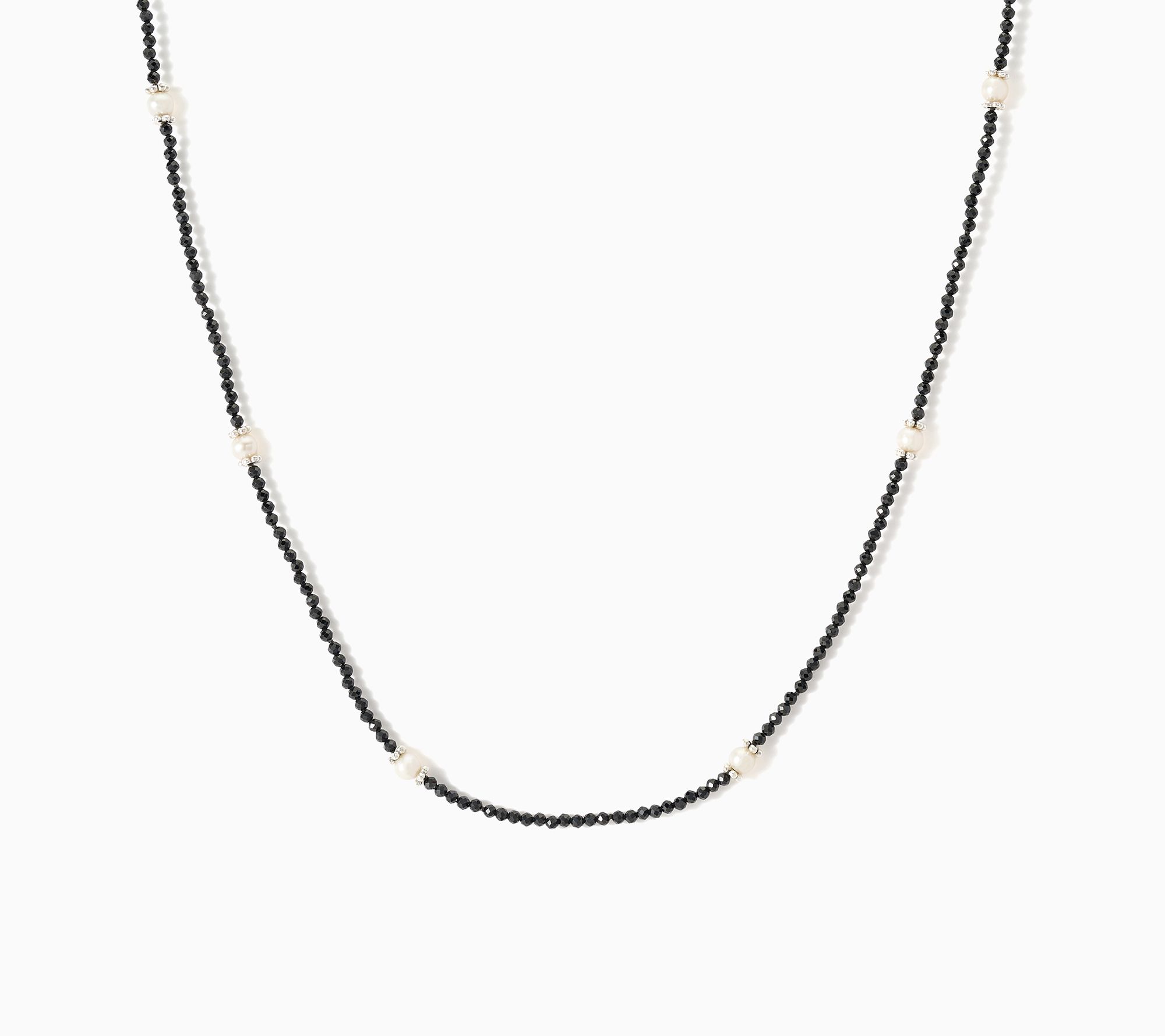 JAI Sterling Silver Gemstone Bead Cultured Pearl Necklace, 36"