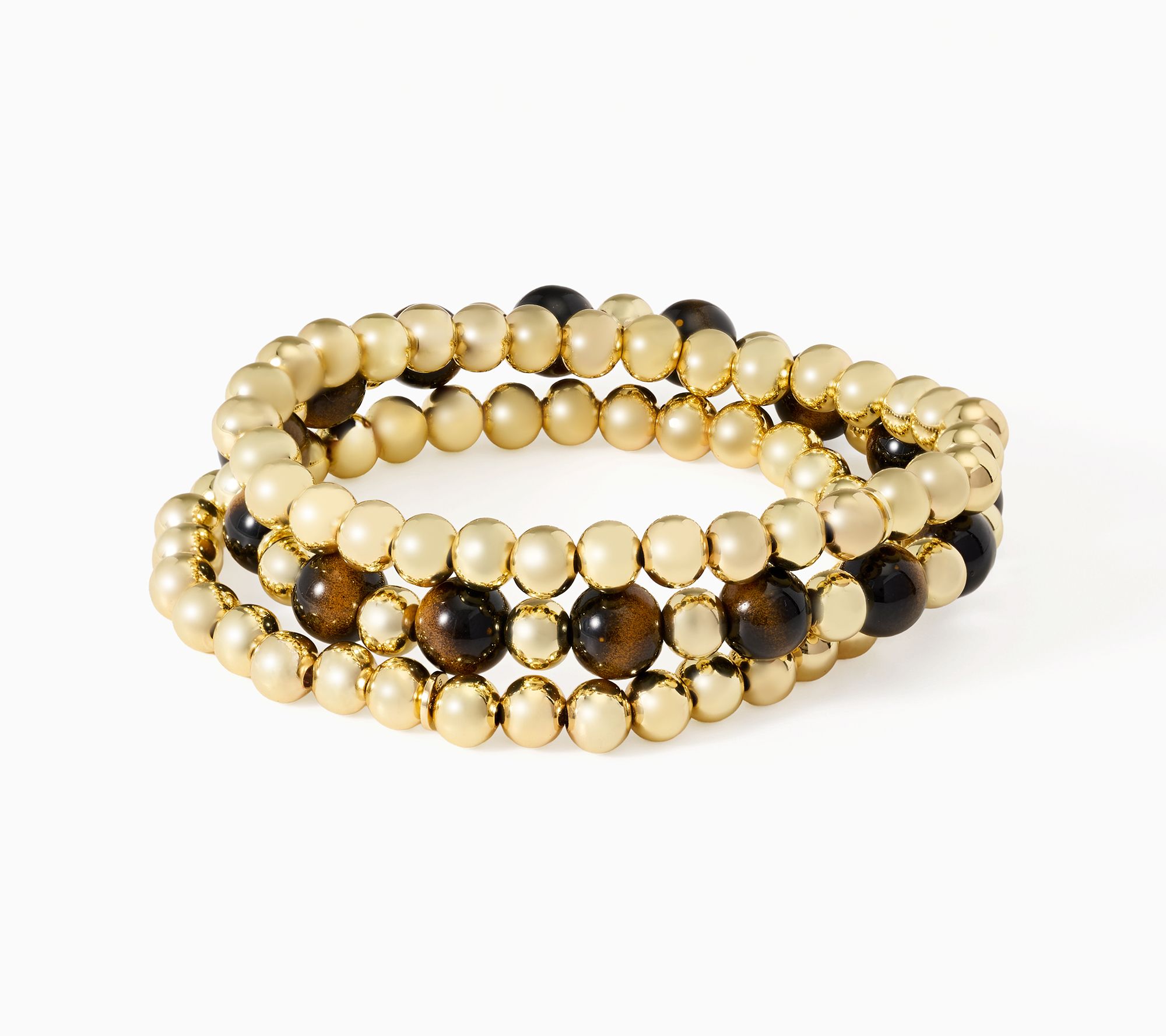 Kim Gravel Simulated Tiger's Eye Set of 3 Bead Bracelets