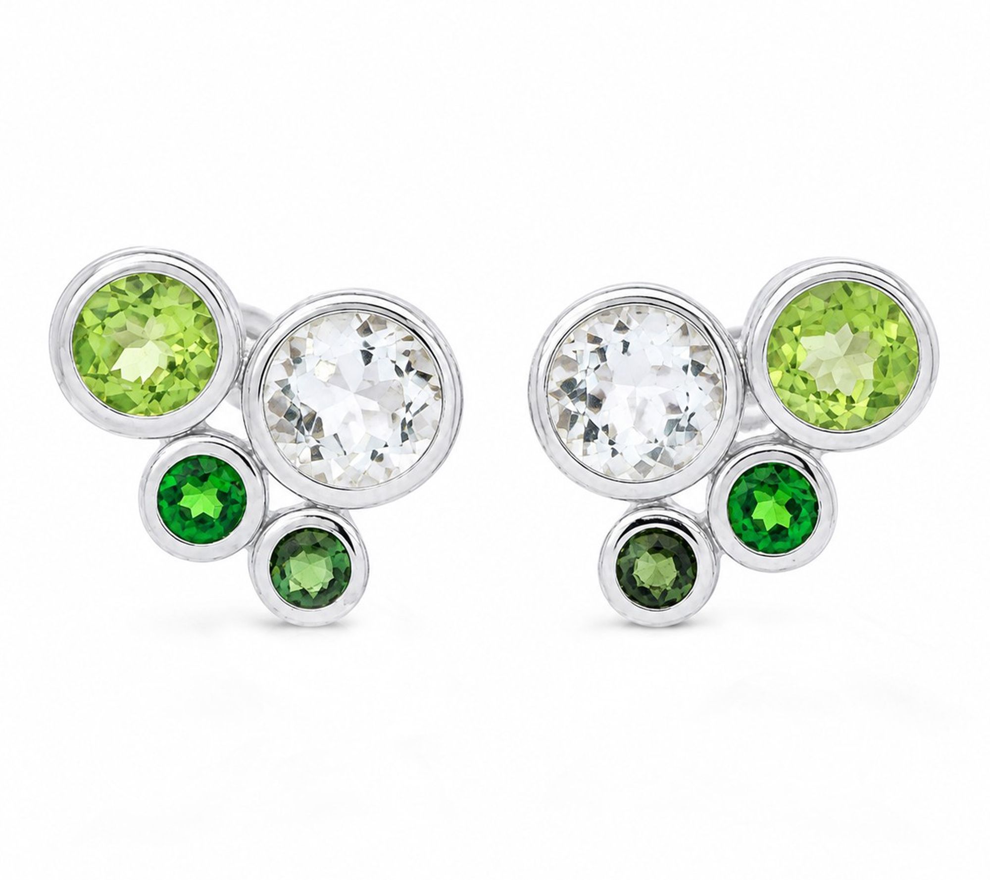 Ariva 18K Gold Clad Green Gemstone Bubble Stud Earrings