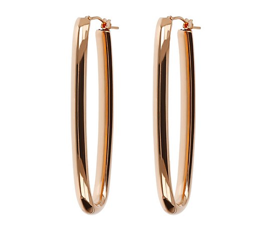 Oro Nuovo Elongated Oval Hoop Earrings, 14K Gold Over Resin