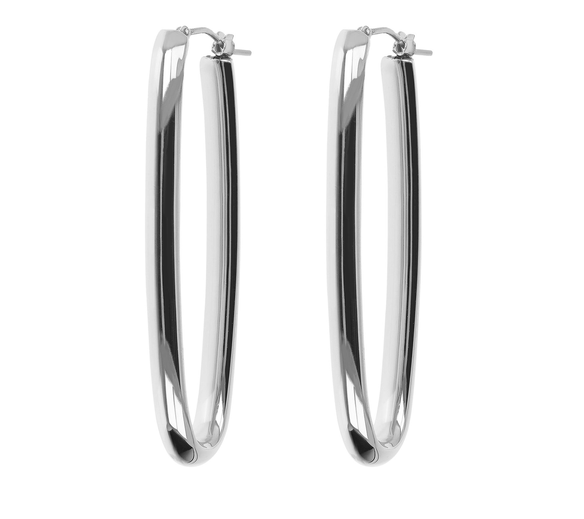 BellaOro Elongated Oval Hoop Earrings, 14K Gold Over Resin