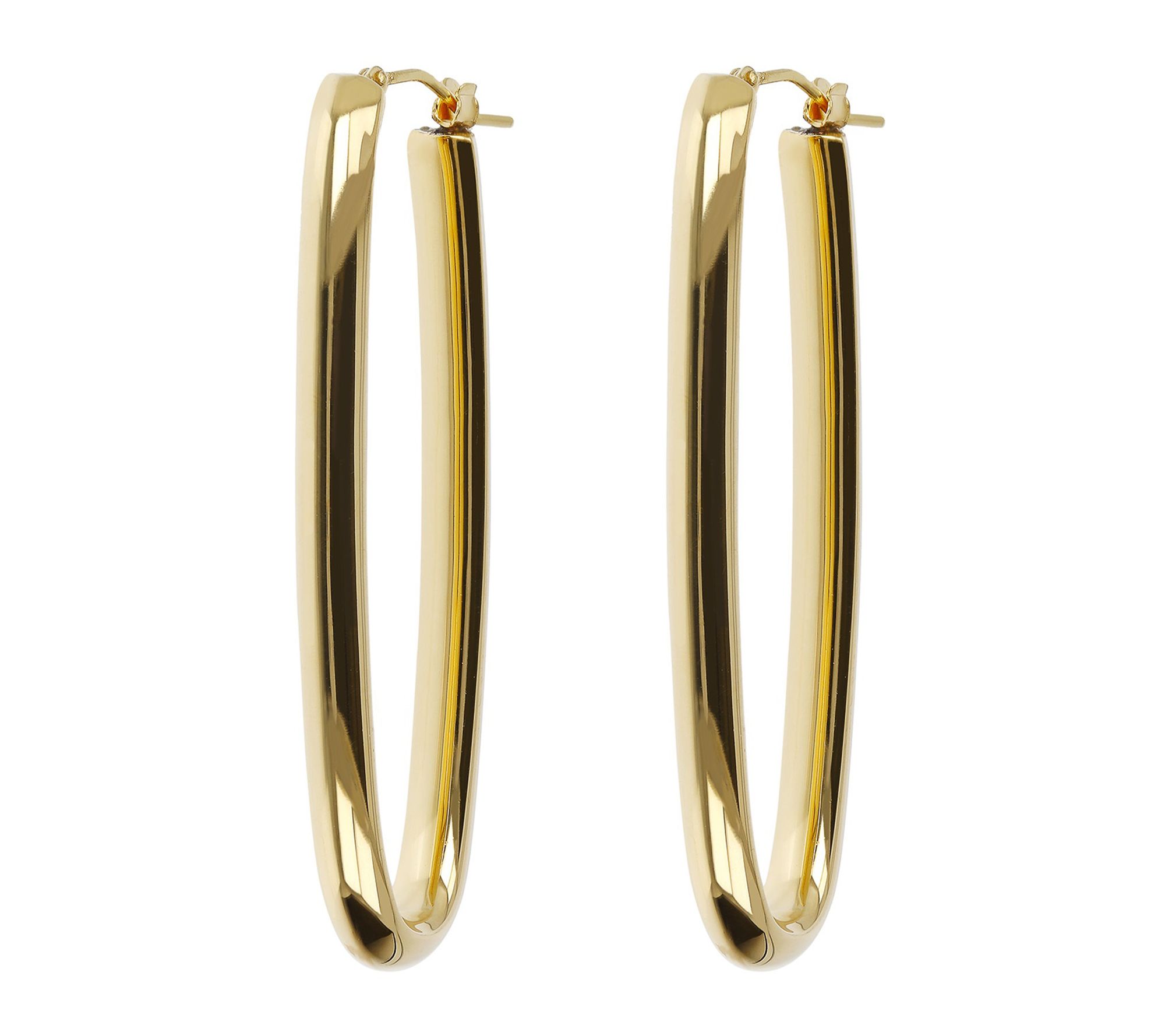 BellaOro Elongated Oval Hoop Earrings, 14K Gold Over Resin