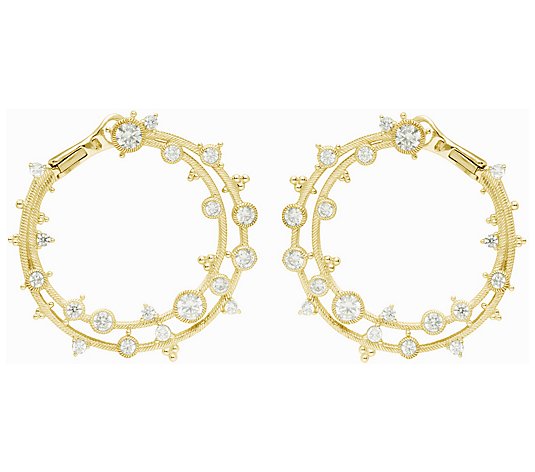 Judith Ripka 14K Gold Clad Diamonique Hoop Earrings