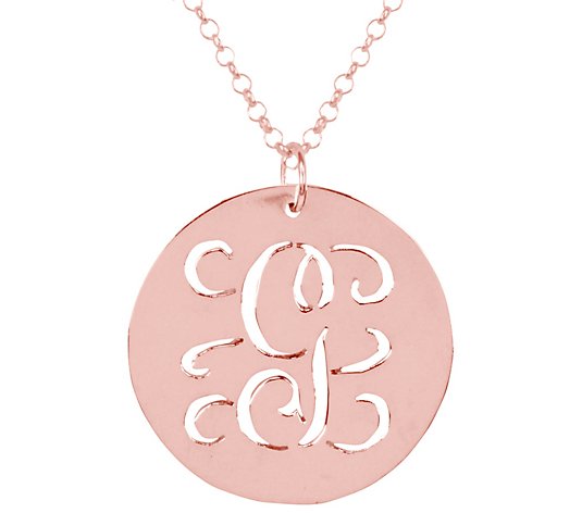 14K Rose-Plated Sterling Personalized Initial Script Pendant