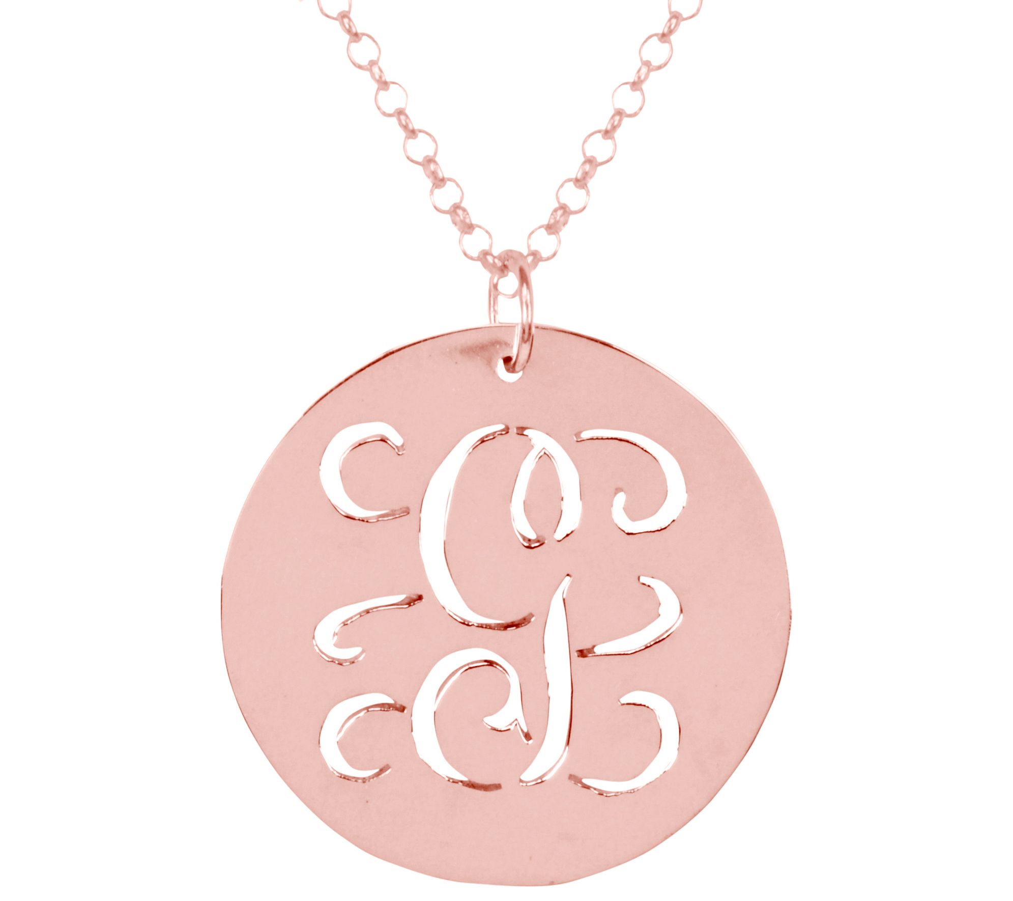 14K Rose-Plated Sterling Personalized Initial Script Pendant