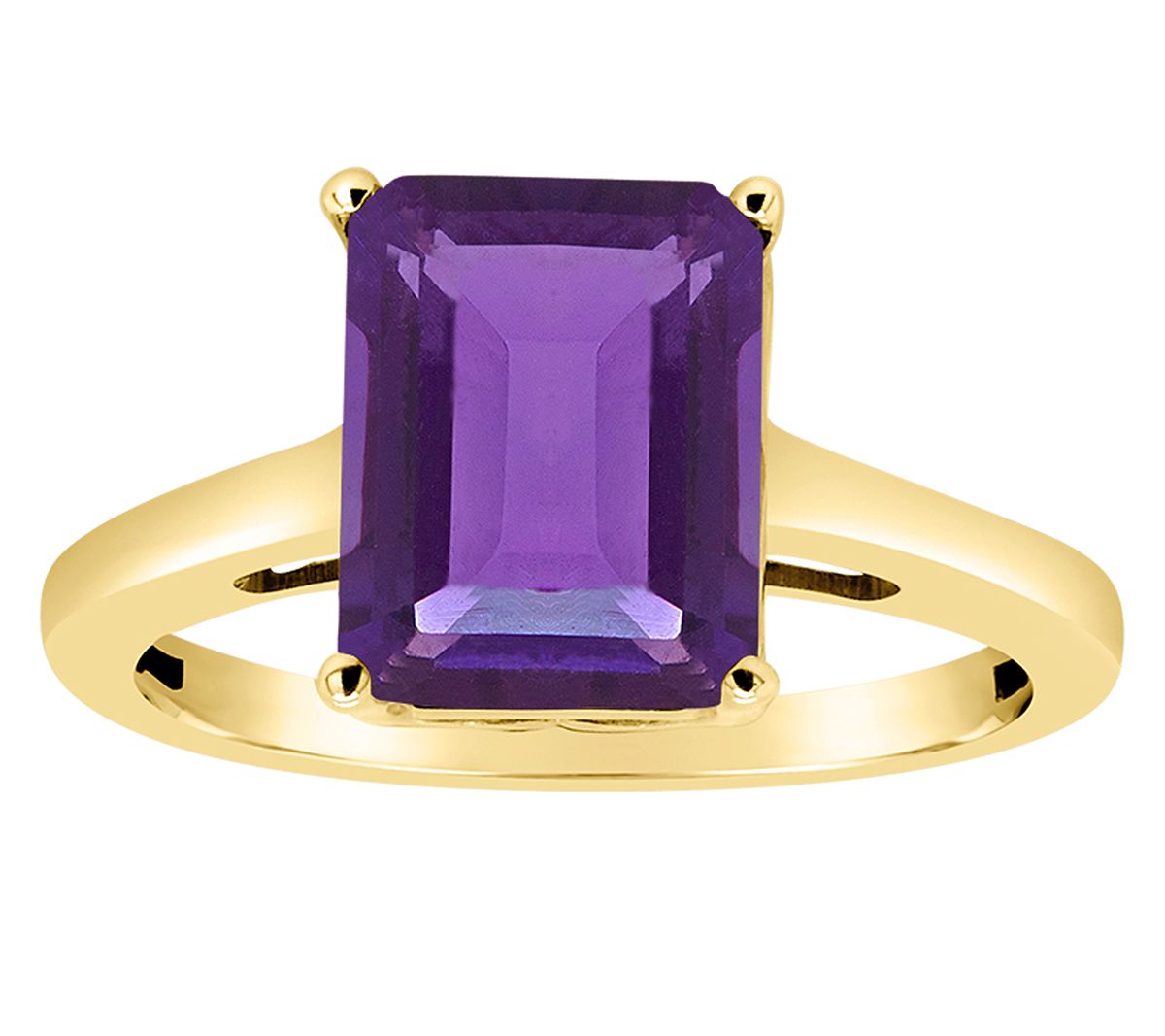 14K Gold Emerald Cut 2.80 cttw Amethyst Gemston e Ring