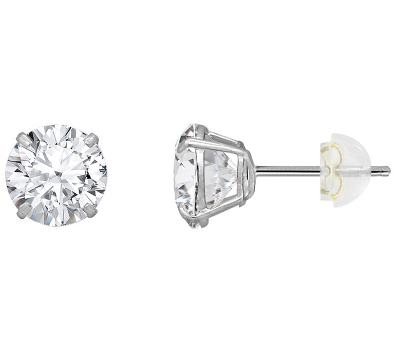 Diamonique 2.00 cttw Round Solitaire Stud Earrings, 14K Gold