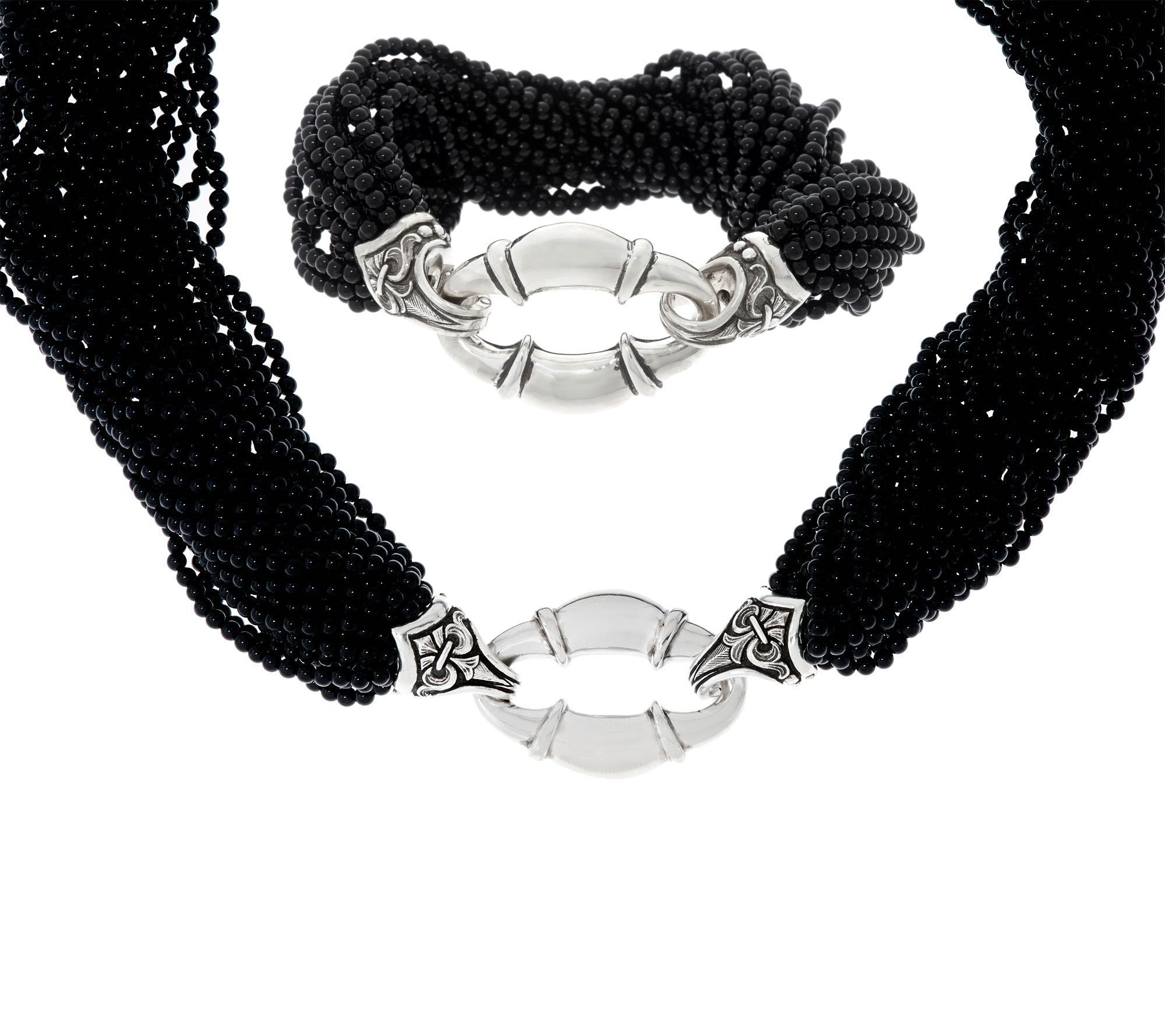 Scott Kay Sterling Silver Black Onyx Bead Bolo Necklace or Bracelet ...