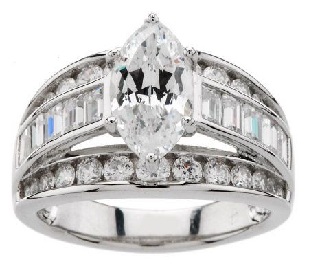 Diamonique 100-Facet 3.50 cttw Ring, Platinum Clad
