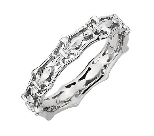 Simply Stacks Sterling Polished Connecting Fleur-de-Lis Ring