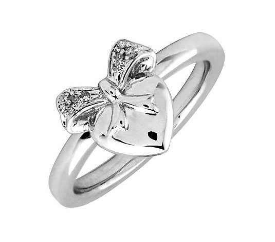 Simply Stacks Sterling & Diamonds Heart with Bow Ring